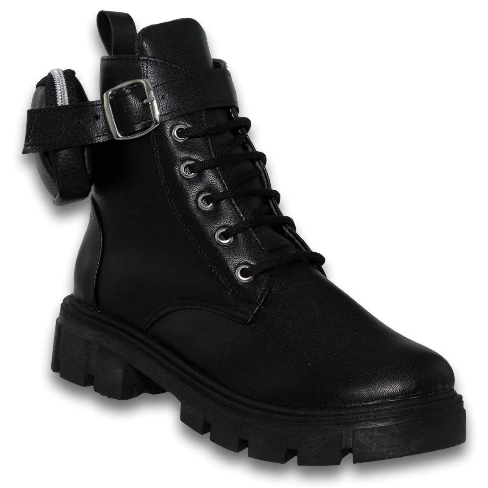 Botas Para Mujer De Moda Con Bolsa Estilo 0170Ki5 Acabado Simipiel Color Negro 