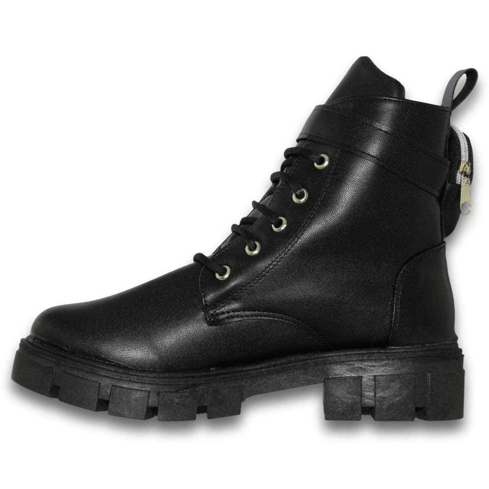 Botas Para Mujer De Moda Con Bolsa Estilo 0170Ki5 Acabado Simipiel Color Negro 