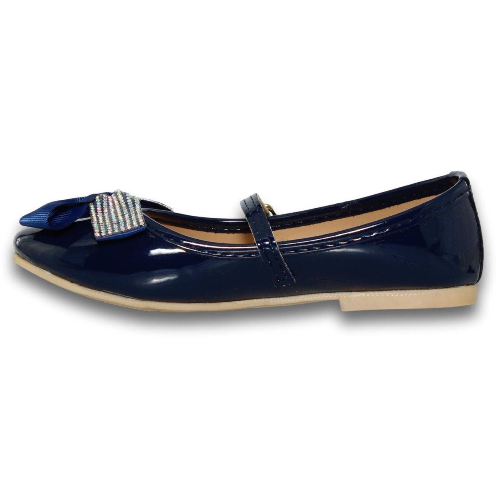 Zapatos Para Niña Con Moño Estilo 0008Mi21 Acabado Charol Color Marino 