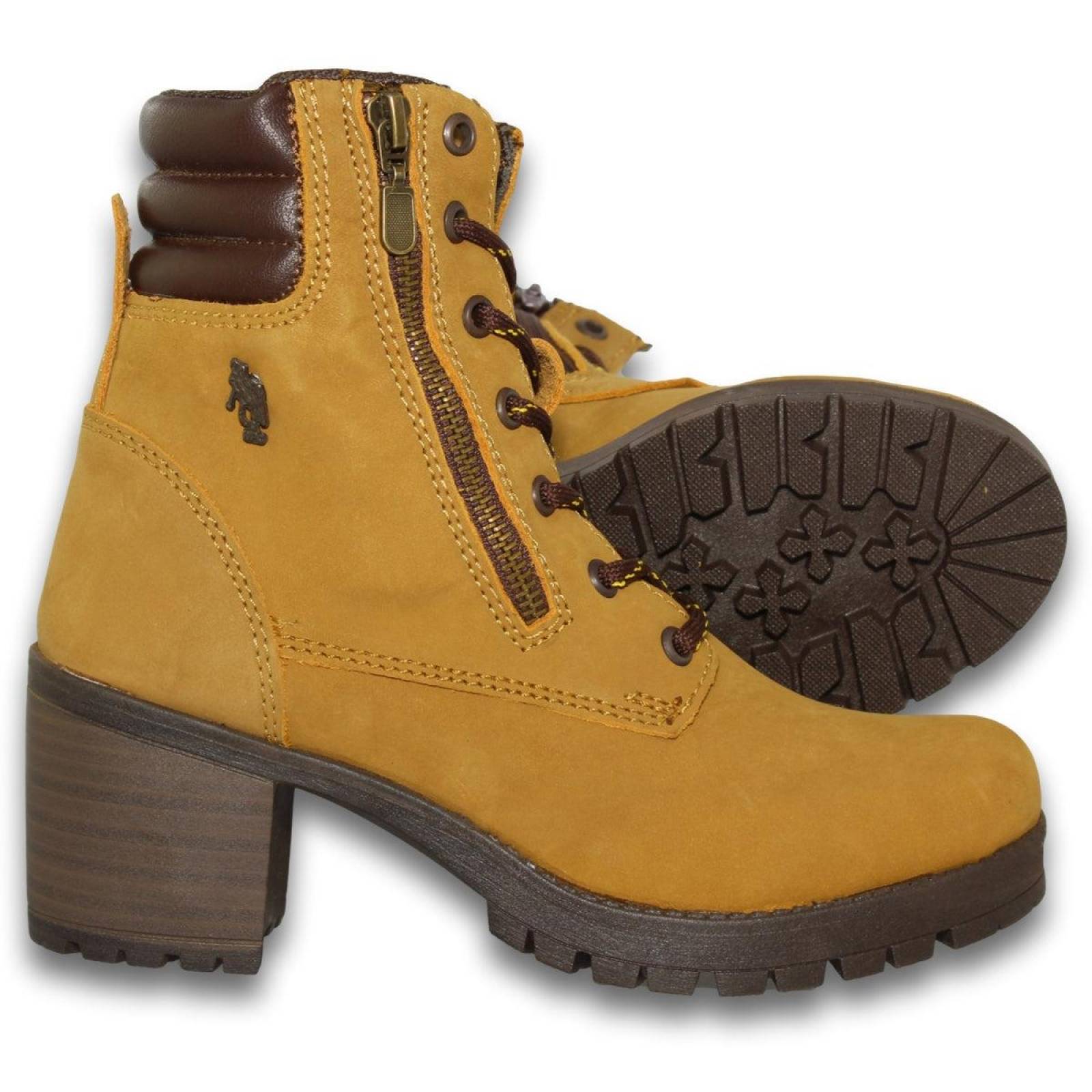 Botas Para Mujer Con Tacon Estilo 7015Po5 Acabado Gamuza Color Miel 