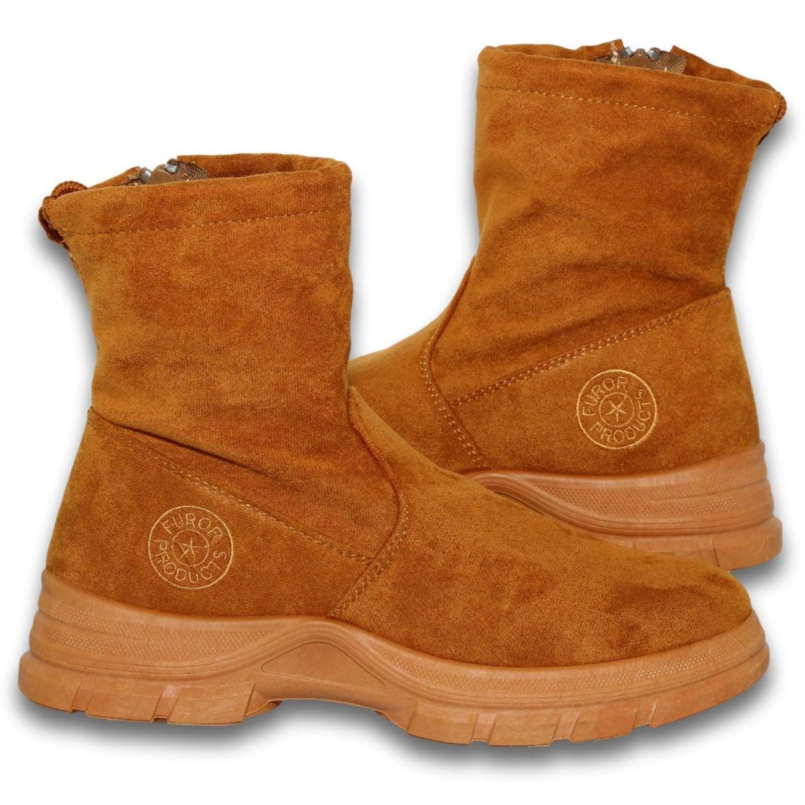 Botas Para Mujer Estilo 8189Fu5 Acabado Gamuza Color Cafe 