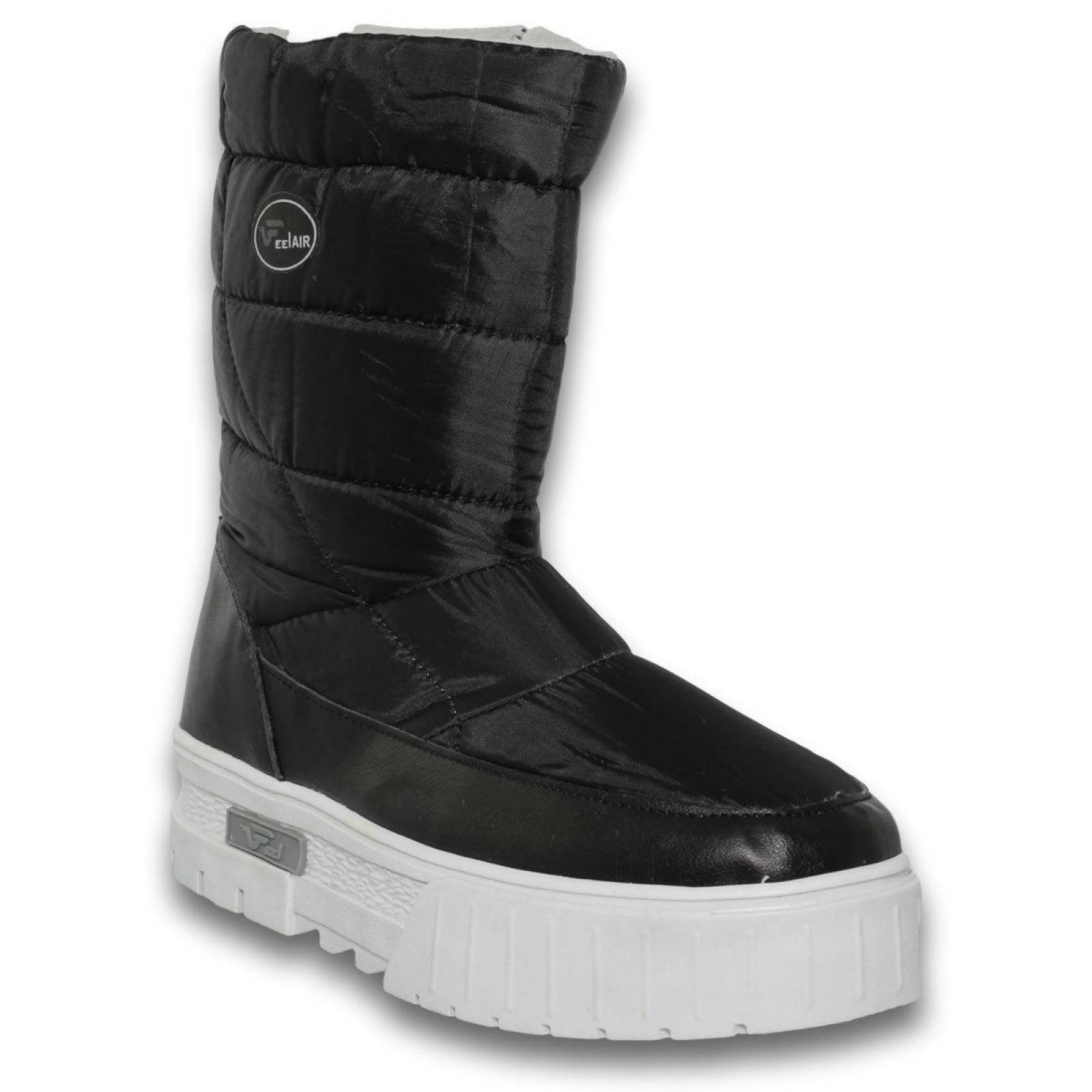 Botas Termicas Para Mujer Estilo 0004Fe5 Acabado Textil Color Negro Blanco