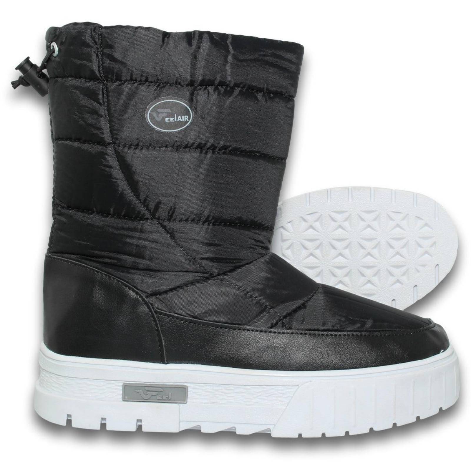 Botas Termicas Para Mujer Estilo 0004Fe5 Acabado Textil Color Negro Blanco