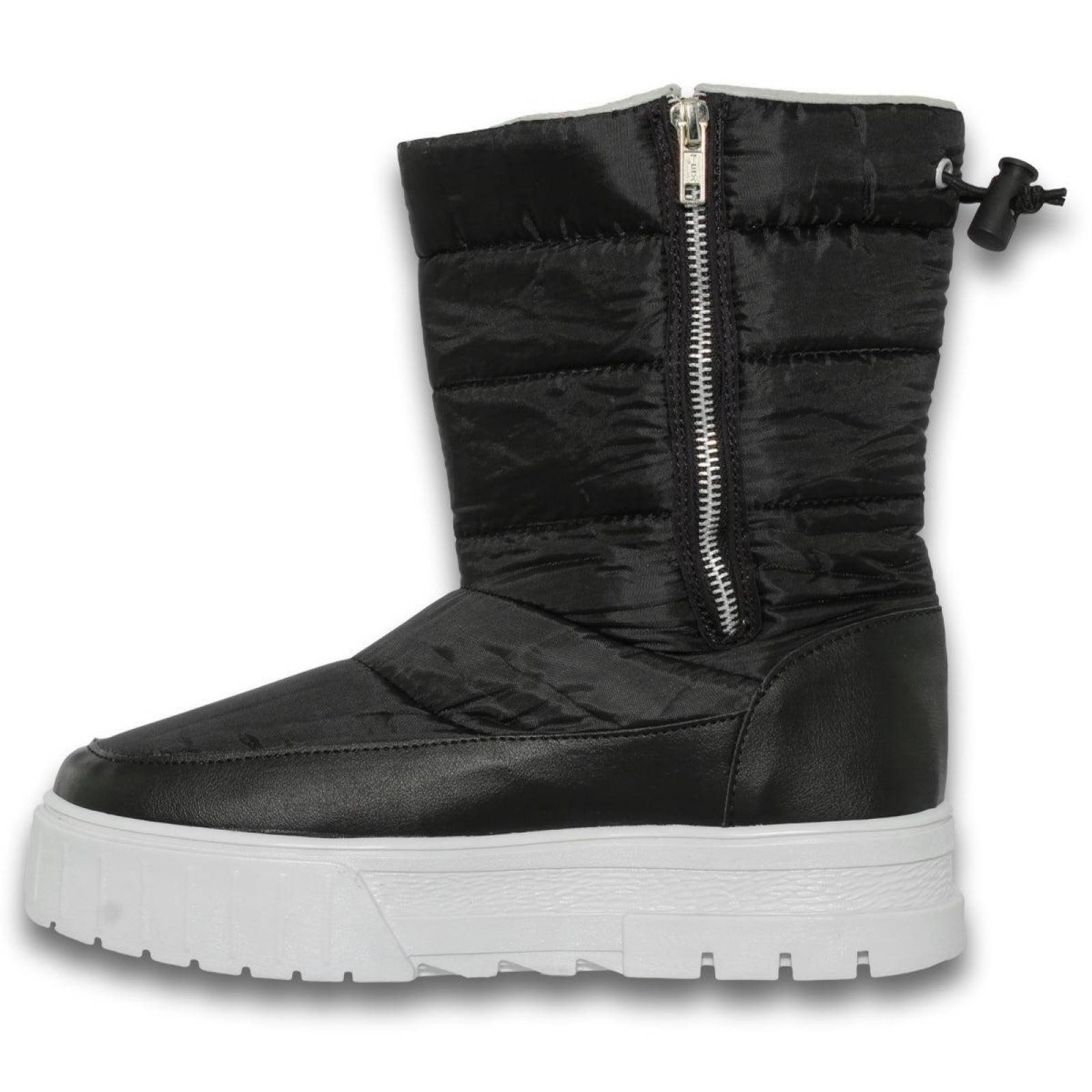 Botas Termicas Para Mujer Estilo 0004Fe5 Acabado Textil Color Negro Blanco