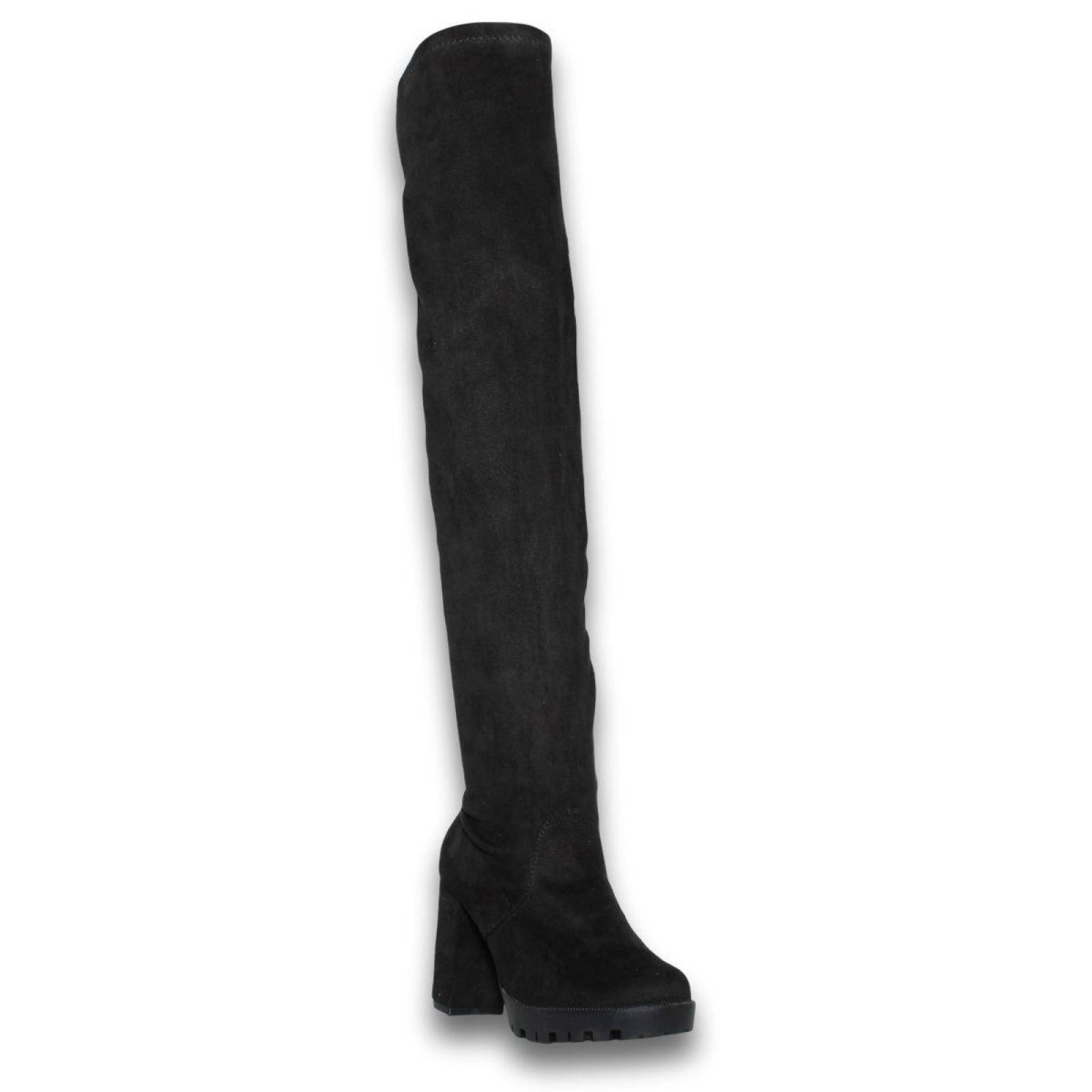 Botas Largas De Likra Para Mujer Estilo 7051Ka5 Acabado Durazno Likra Color Negro