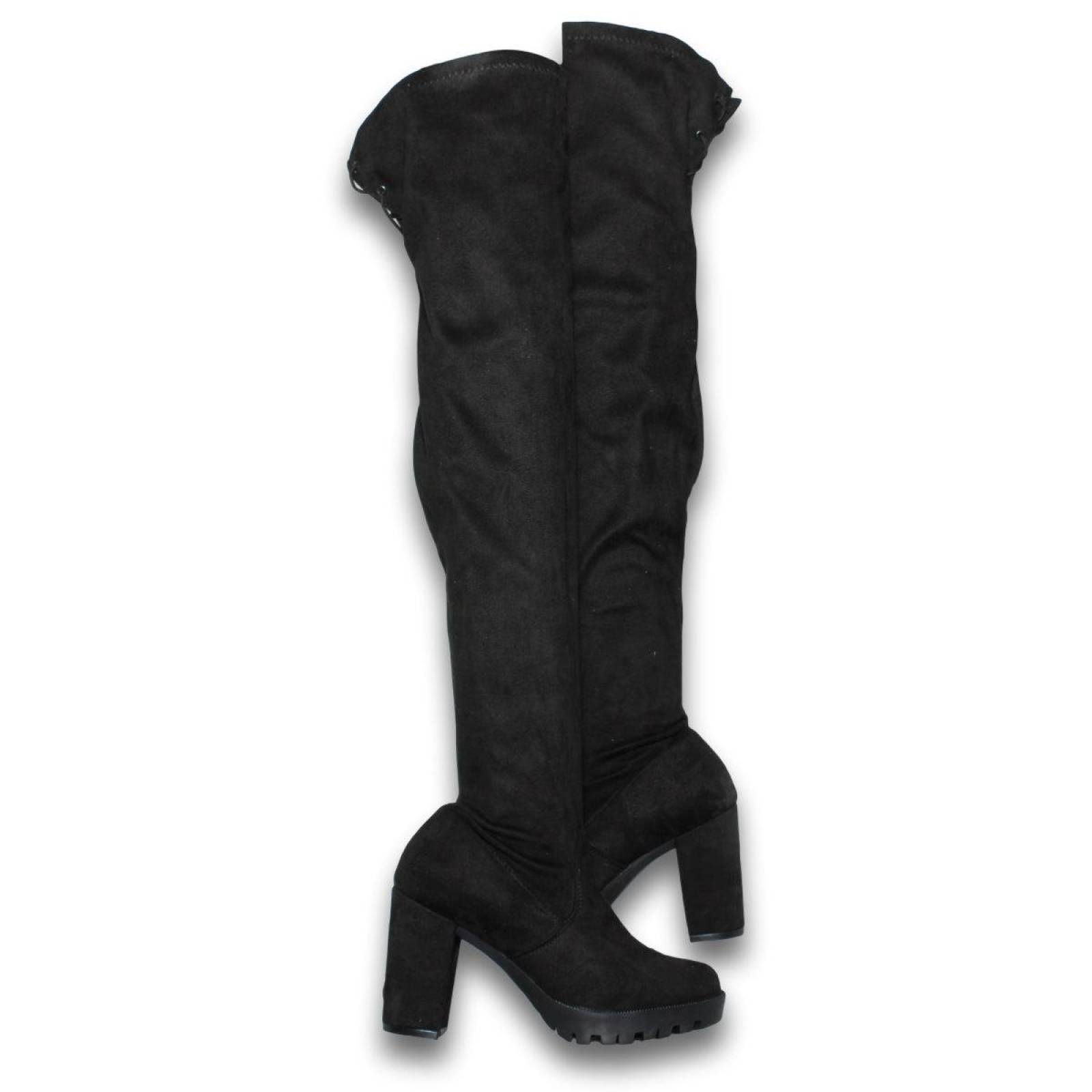 Botas Largas De Likra Para Mujer Estilo 7051Ka5 Acabado Durazno Likra Color Negro