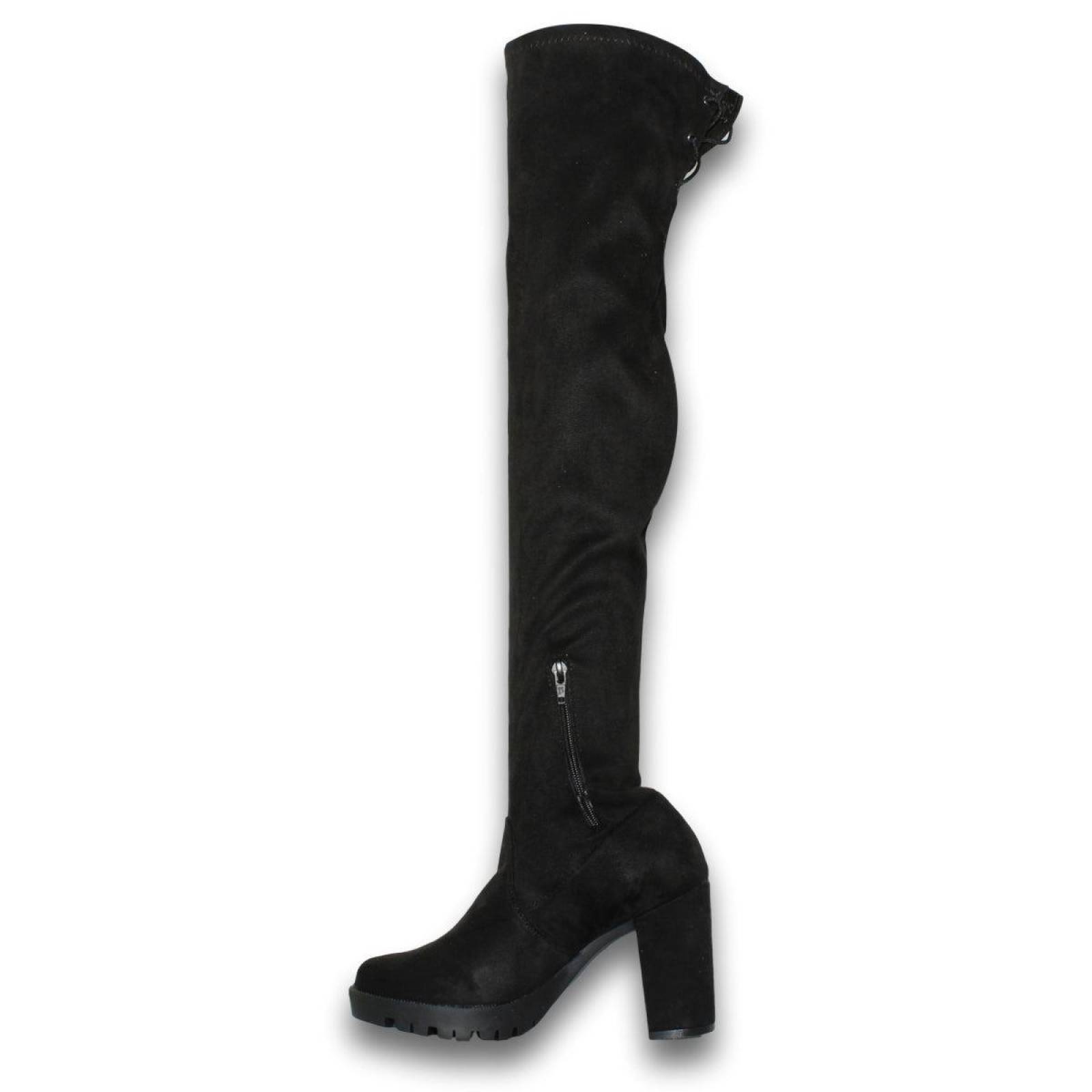 Botas Largas De Likra Para Mujer Estilo 7051Ka5 Acabado Durazno Likra Color Negro