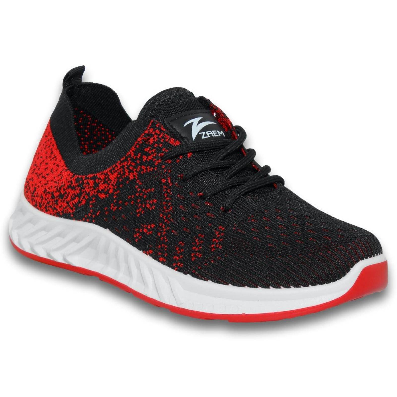 Tenis Para Hombre Estilo 9161Za5 Acabado Malla Color Negro Rojo 
