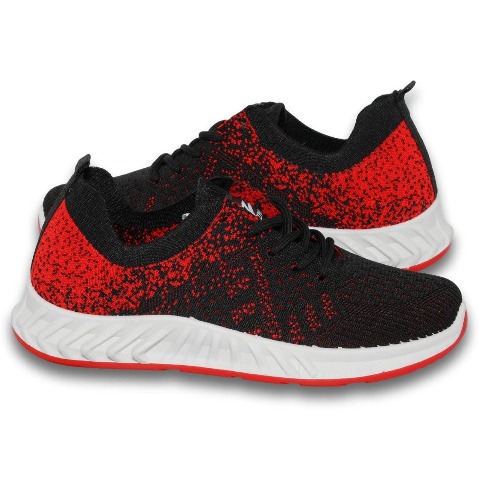 Tenis Para Hombre Estilo 9161Za5 Acabado Malla Color Negro Rojo 