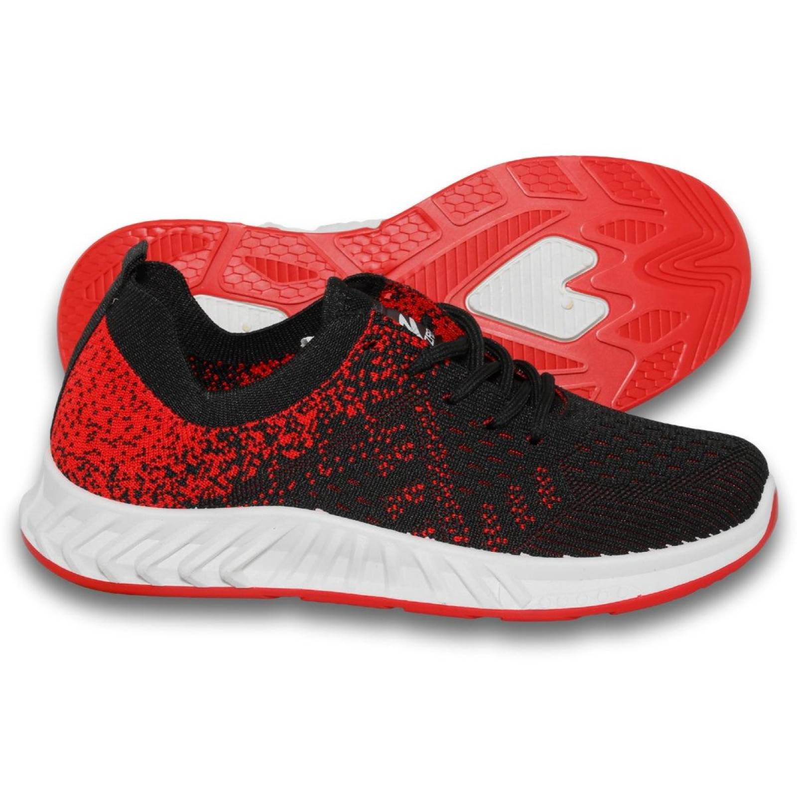 Tenis Para Hombre Estilo 9161Za5 Acabado Malla Color Negro Rojo 