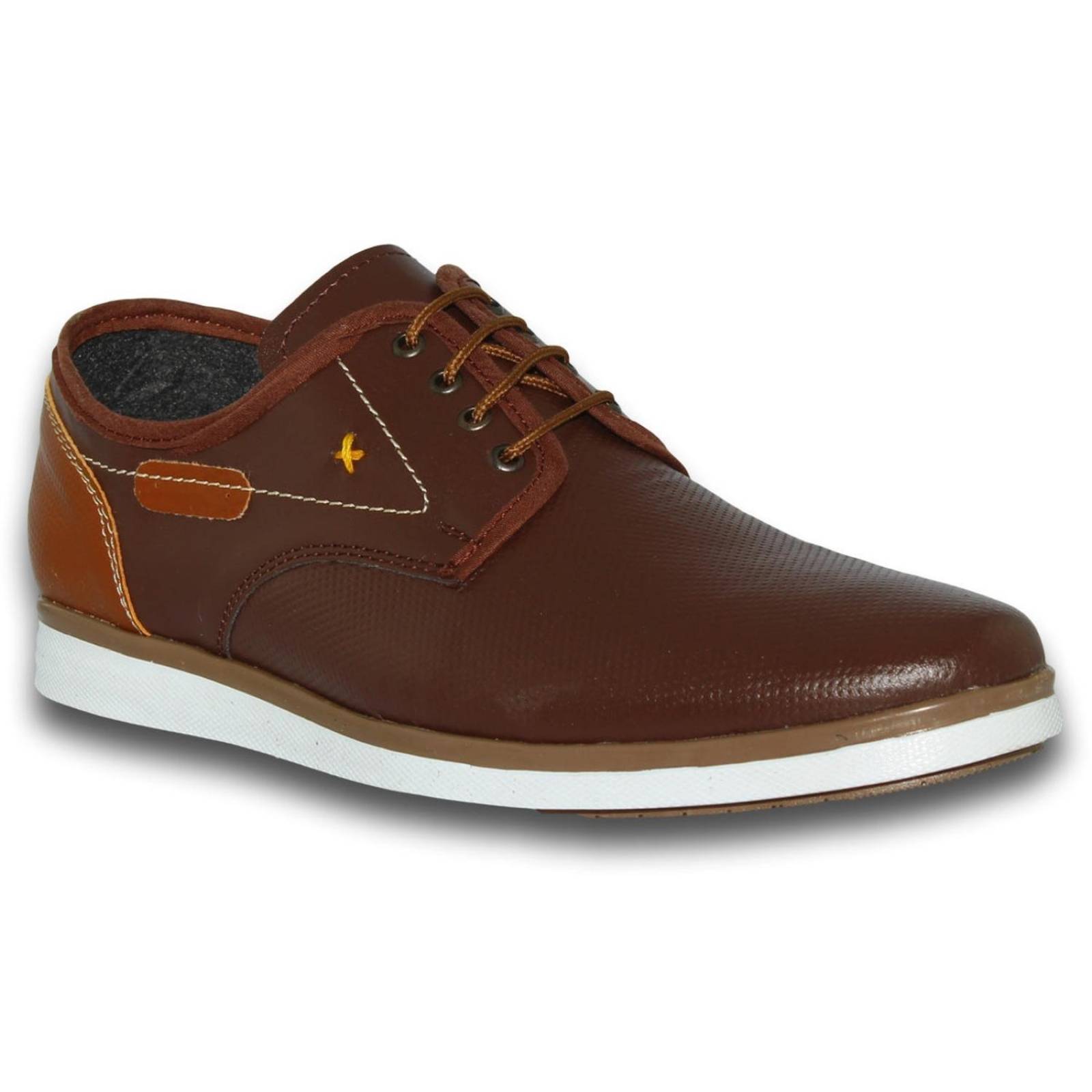Calzado Casual Para Caballero Estilo 0487Al7 Acabado Piel Color Cafe Miel 