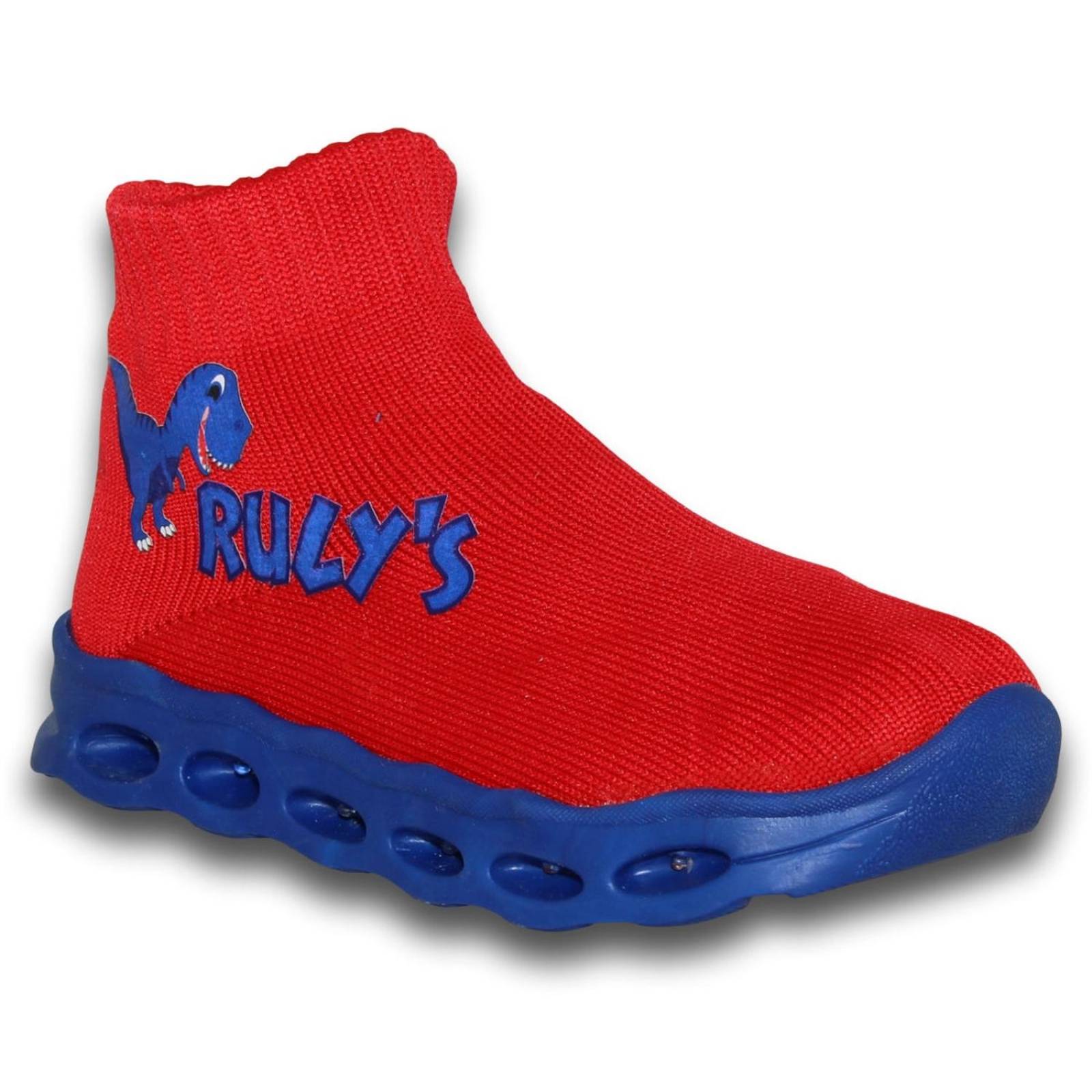 Tenis Para Niño Con Luces Estilo 0410Ru17 Acabado Textil Color Rojo Rey 