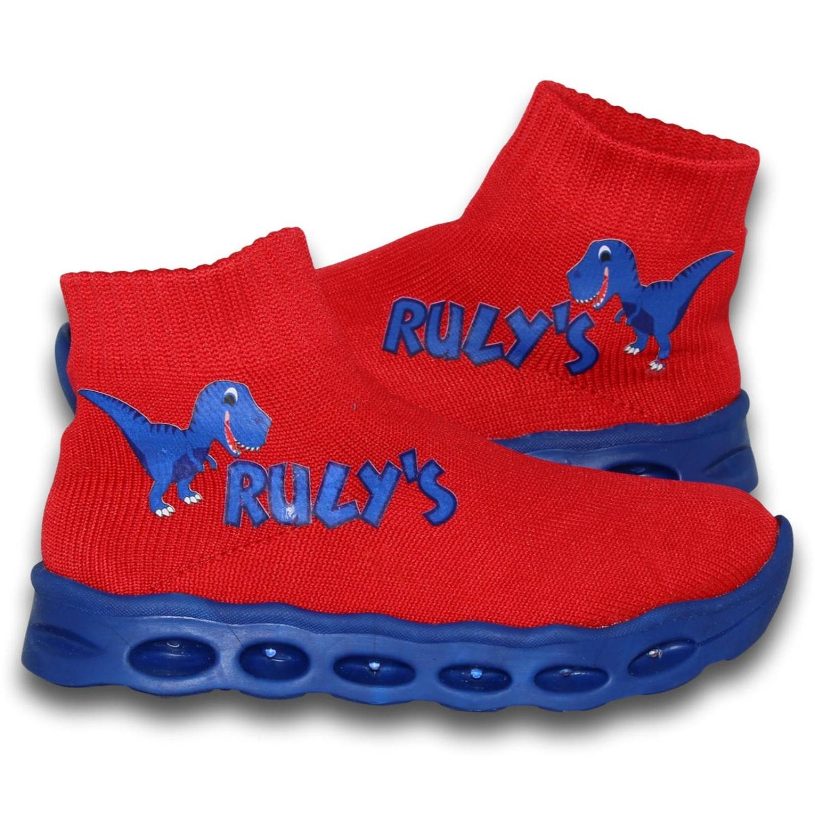 Tenis Para Niño Con Luces Estilo 0410Ru17 Acabado Textil Color Rojo Rey 