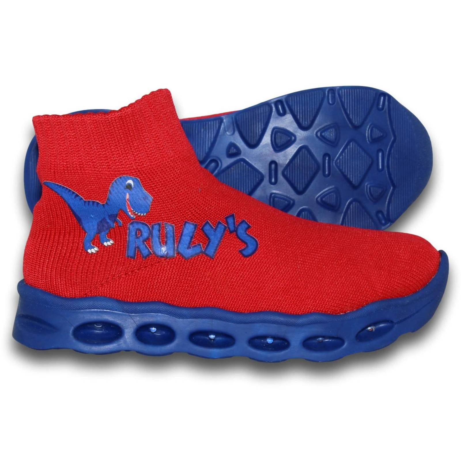 Tenis Para Niño Con Luces Estilo 0410Ru17 Acabado Textil Color Rojo Rey 