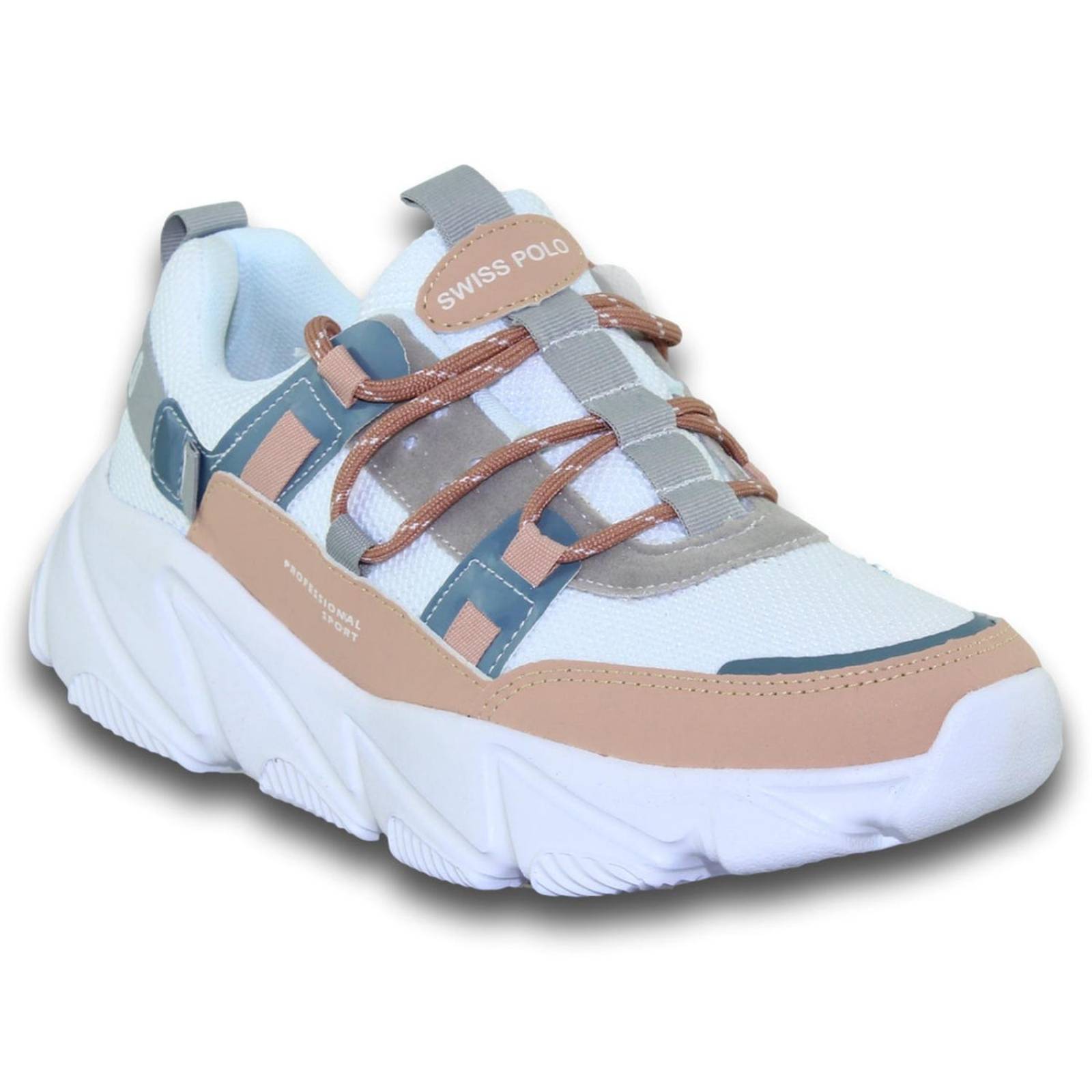 Tenis Para Mujer De Moda Estilo 9010Sw5 Acabado Textil Color Blanco Rosa 