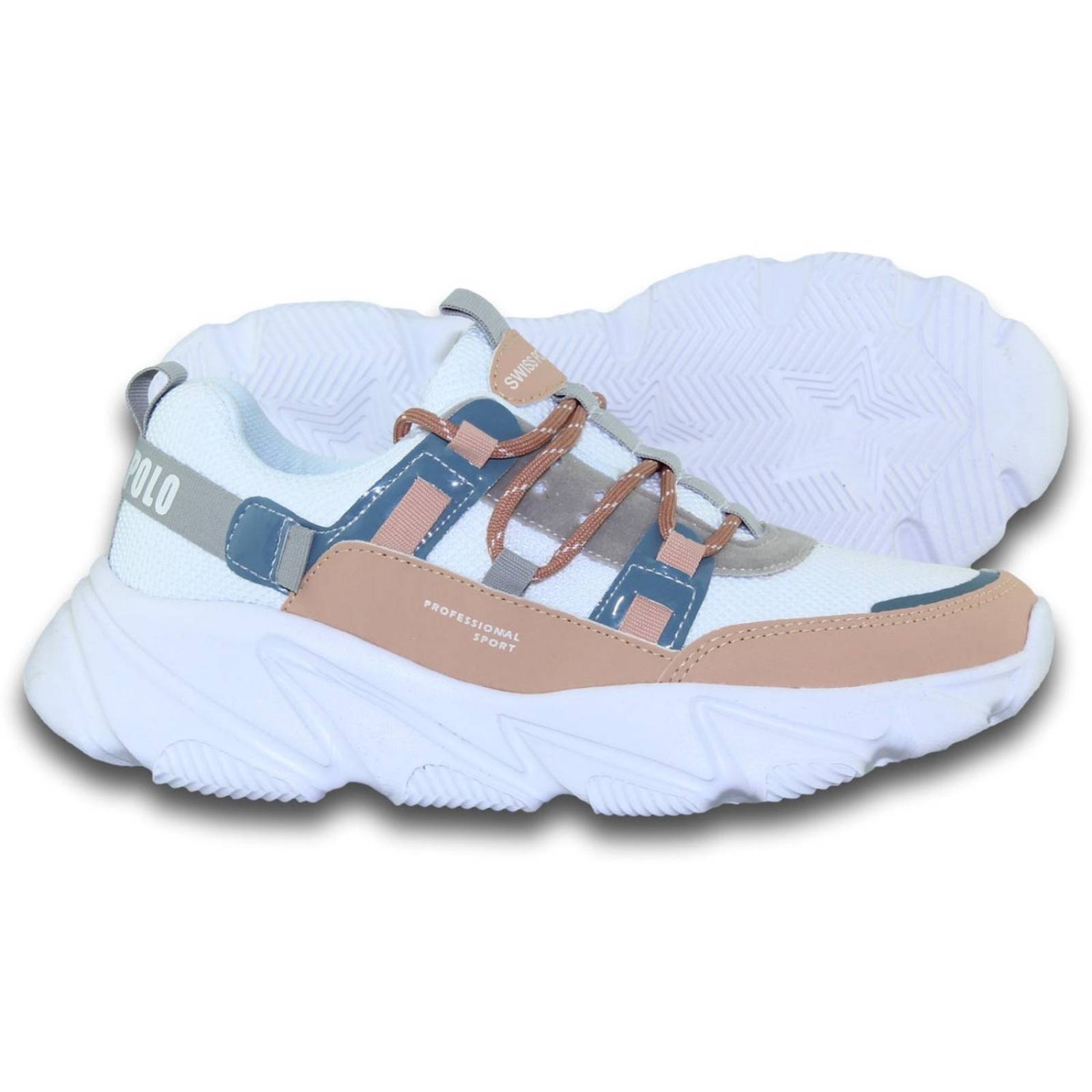Tenis Para Mujer De Moda Estilo 9010Sw5 Acabado Textil Color Blanco Rosa 