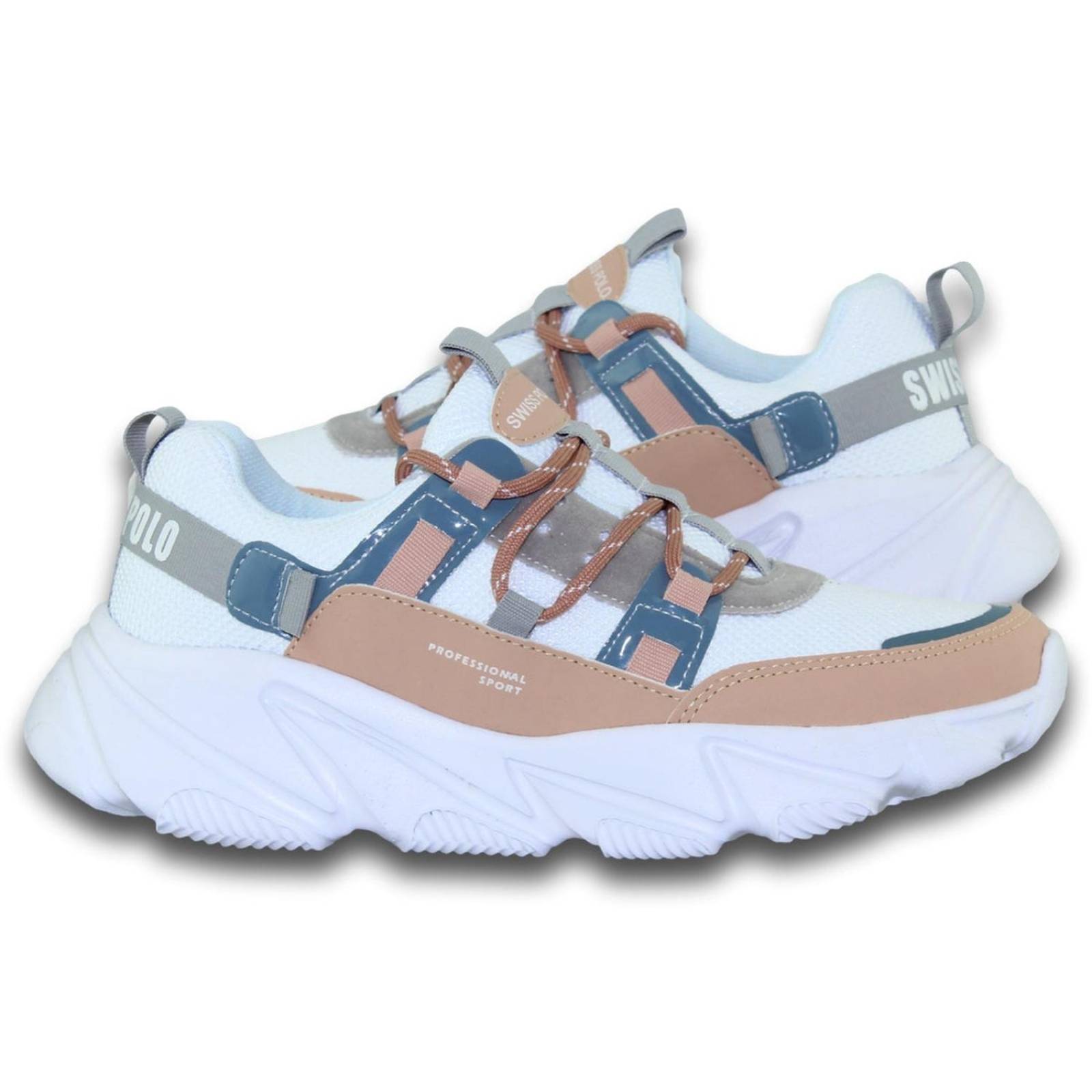 Tenis Para Mujer De Moda Estilo 9010Sw5 Acabado Textil Color Blanco Rosa 