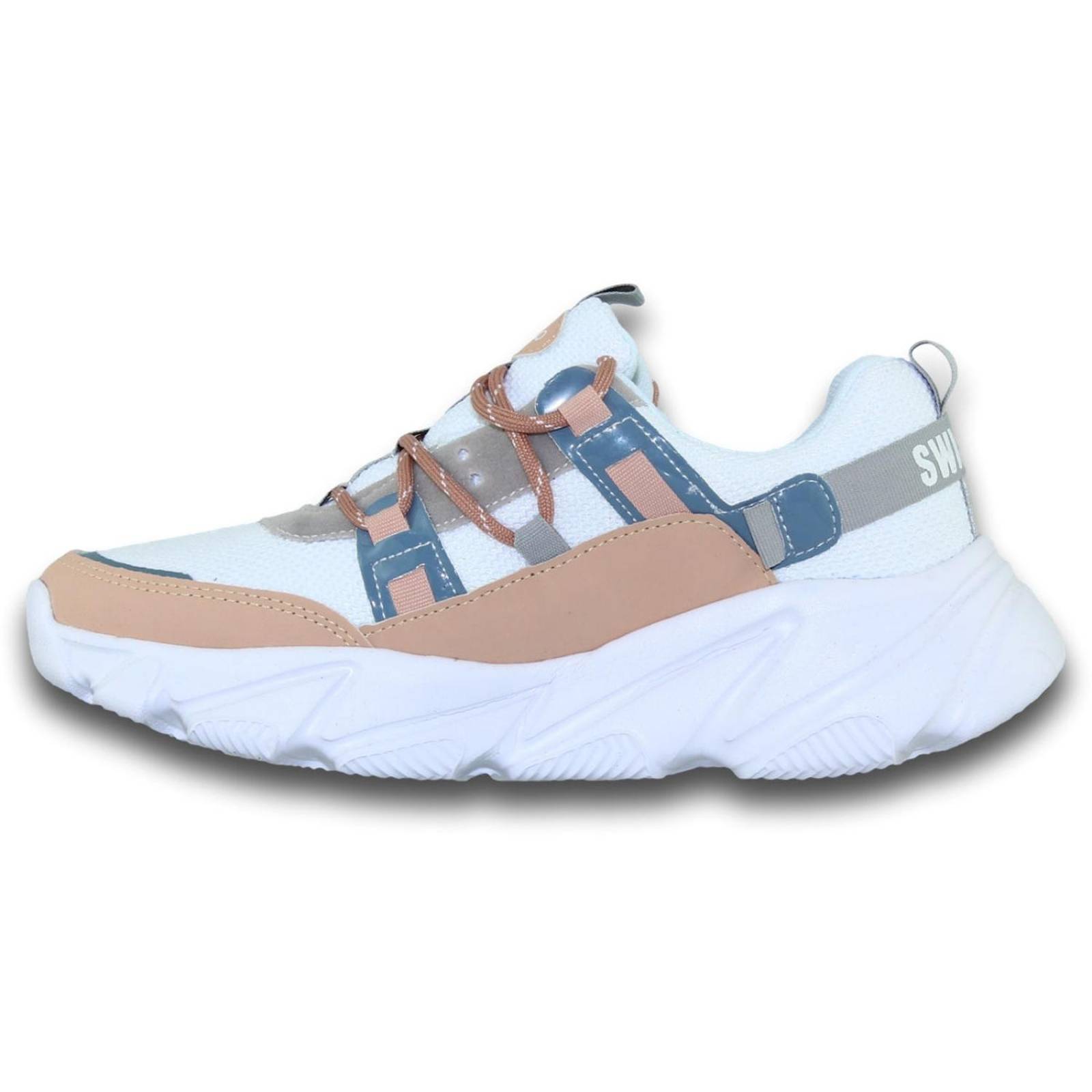 Tenis Para Mujer De Moda Estilo 9010Sw5 Acabado Textil Color Blanco Rosa 