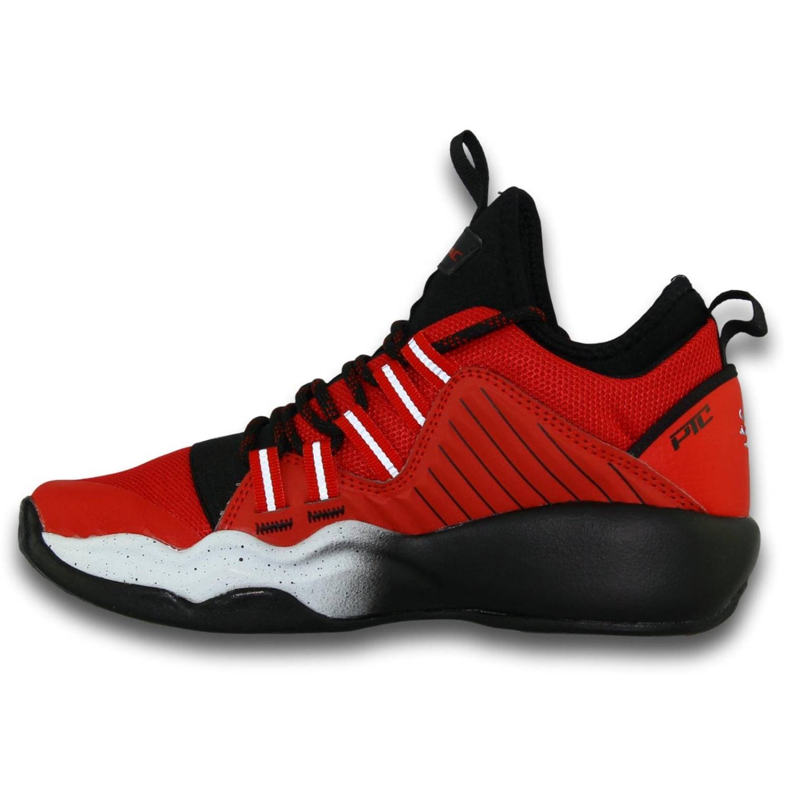 Tenis Para Hombre Tipo Calcetin De Moda Estilo 6114Po7 Acabado Textil Color Rojo Negro 