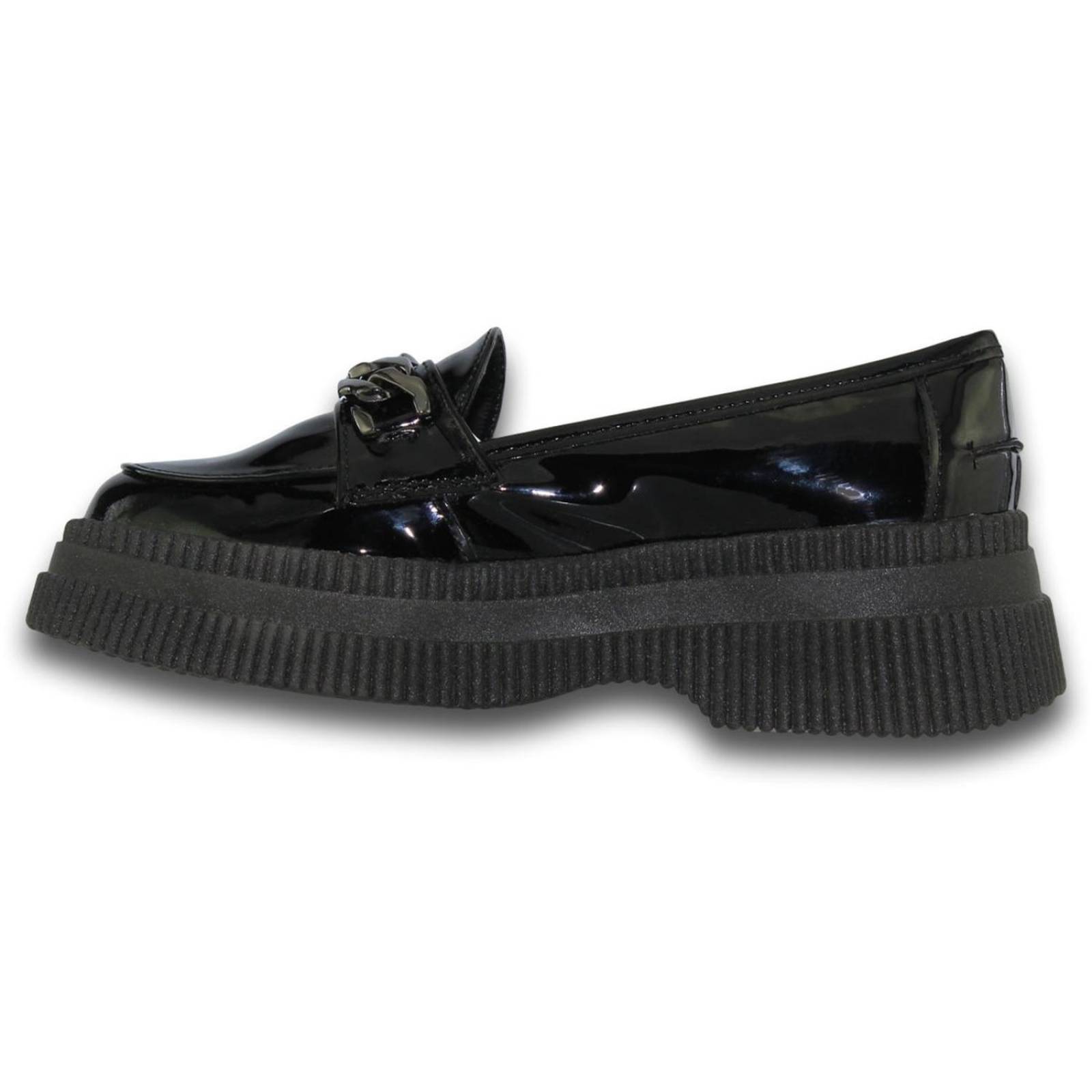 Mocasines De Plataforma Para Mujer Estilo 0100Se5 Acabado Charol Color Negro 