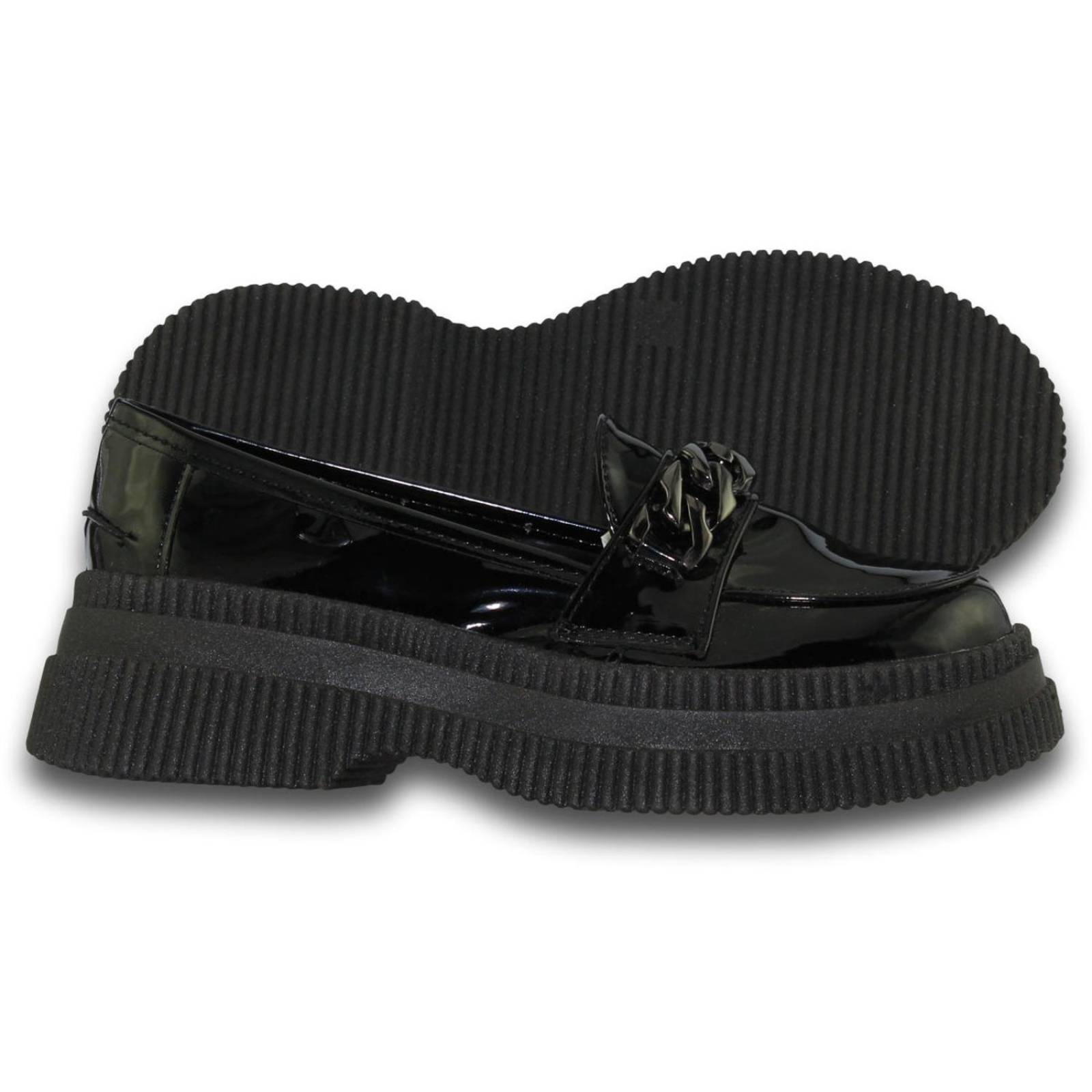 Mocasines De Plataforma Para Mujer Estilo 0100Se5 Acabado Charol Color Negro 