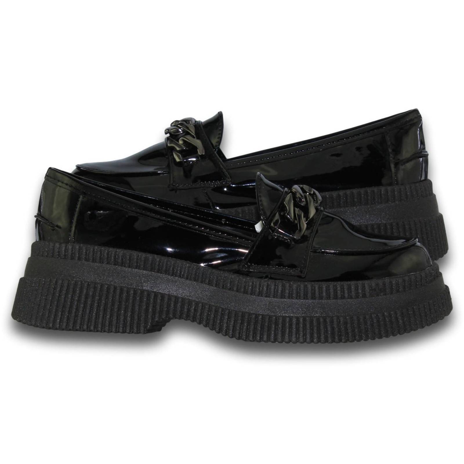 Mocasines De Plataforma Para Mujer Estilo 0100Se5 Acabado Charol Color Negro 