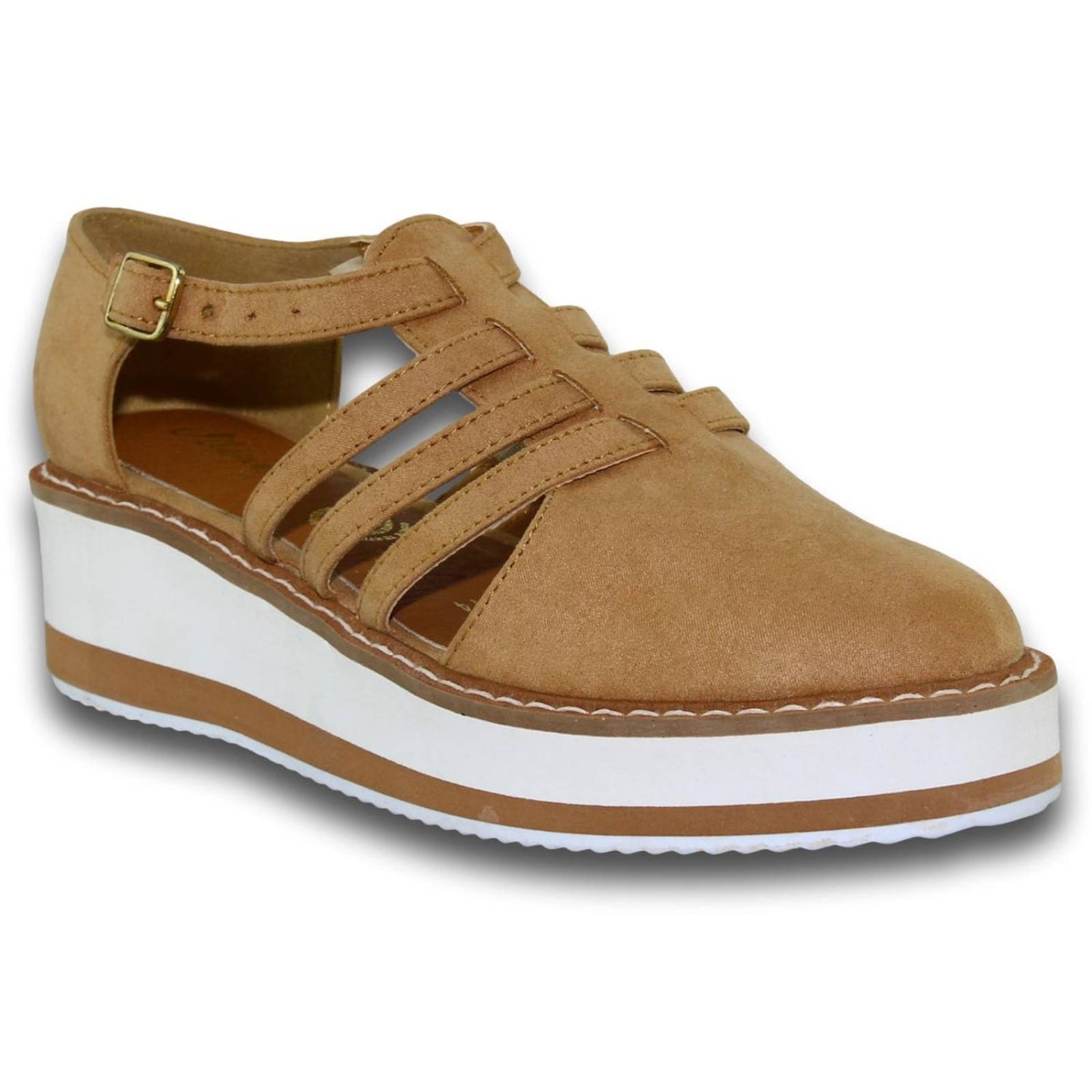 Sandalias Para Mujer Estilo 1040Vi5 Acabado Terciopelo Color Camel