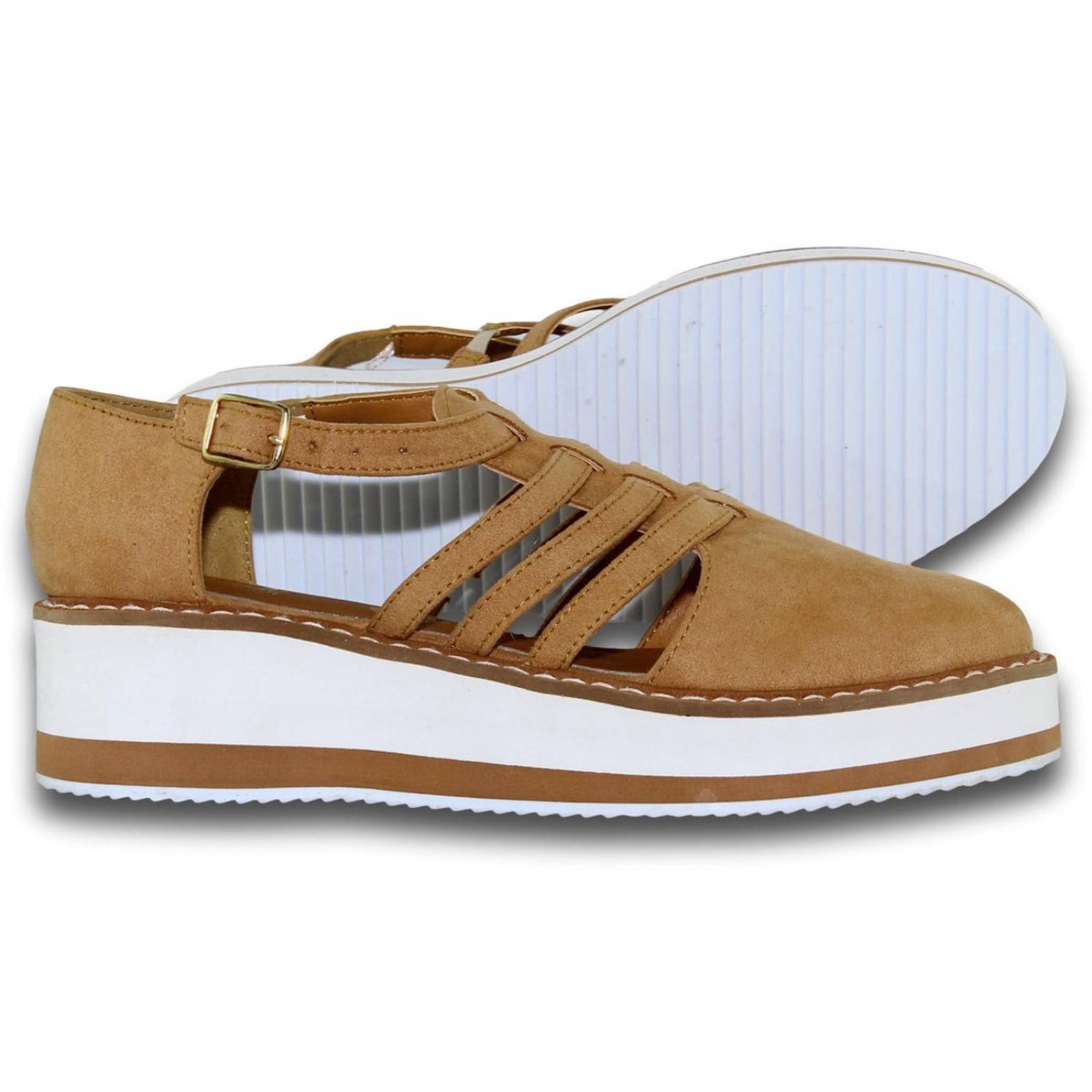 Sandalias Para Mujer Estilo 1040Vi5 Acabado Terciopelo Color Camel
