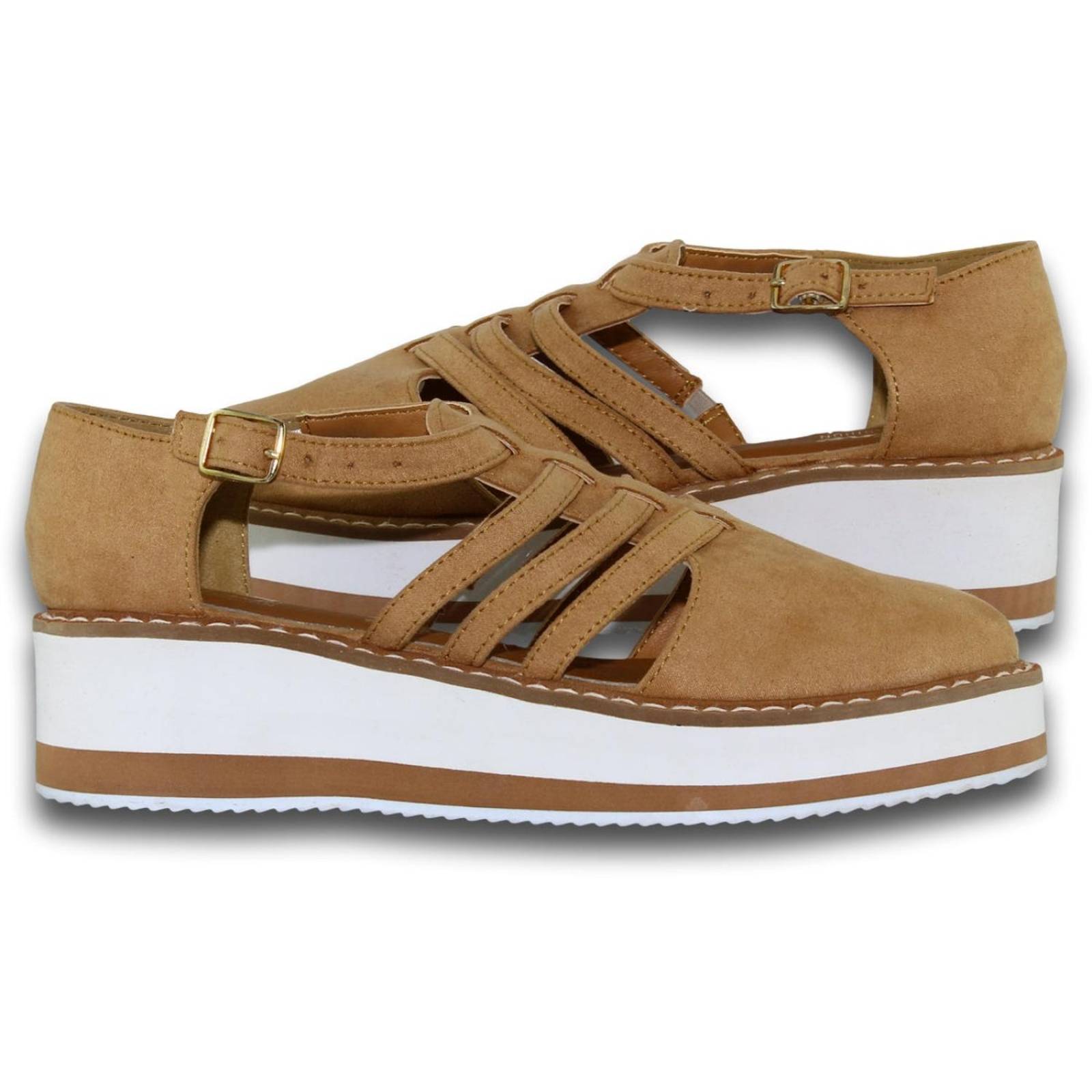 Sandalias Para Mujer Estilo 1040Vi5 Acabado Terciopelo Color Camel