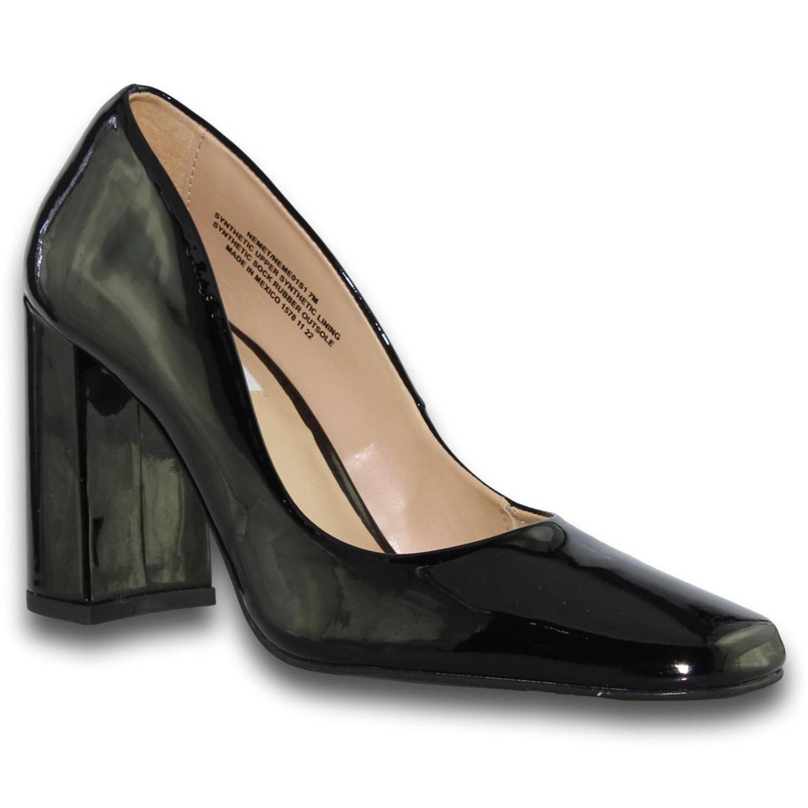 Zapatillas Para Mujer Tacon Cuadrado Estilo 0201St5 Acabado Charol Color Negro 