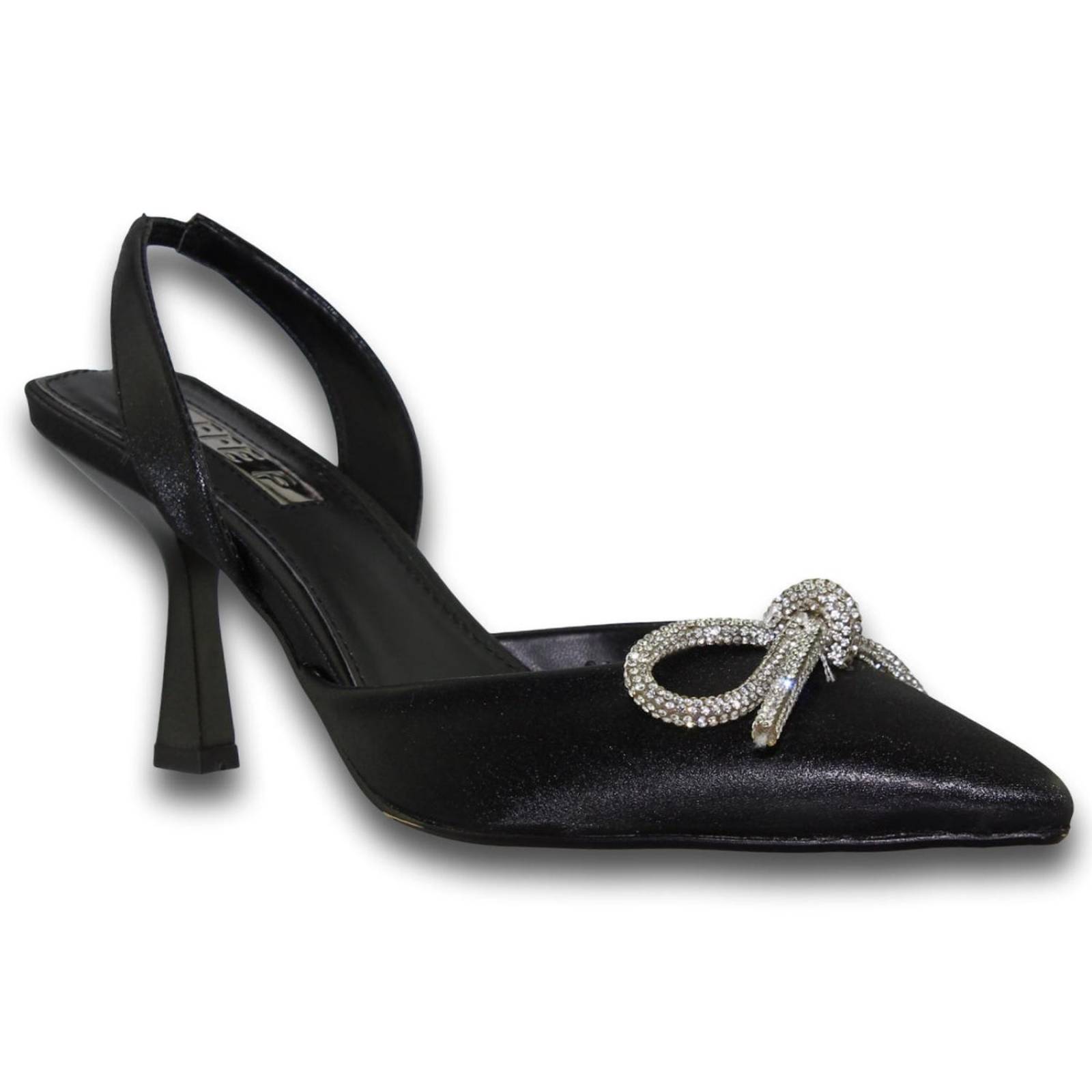 Zapatillas Para Mujer Con Moño De Brillos Estilo 0904Efe5 Acabado Razo Color Negro