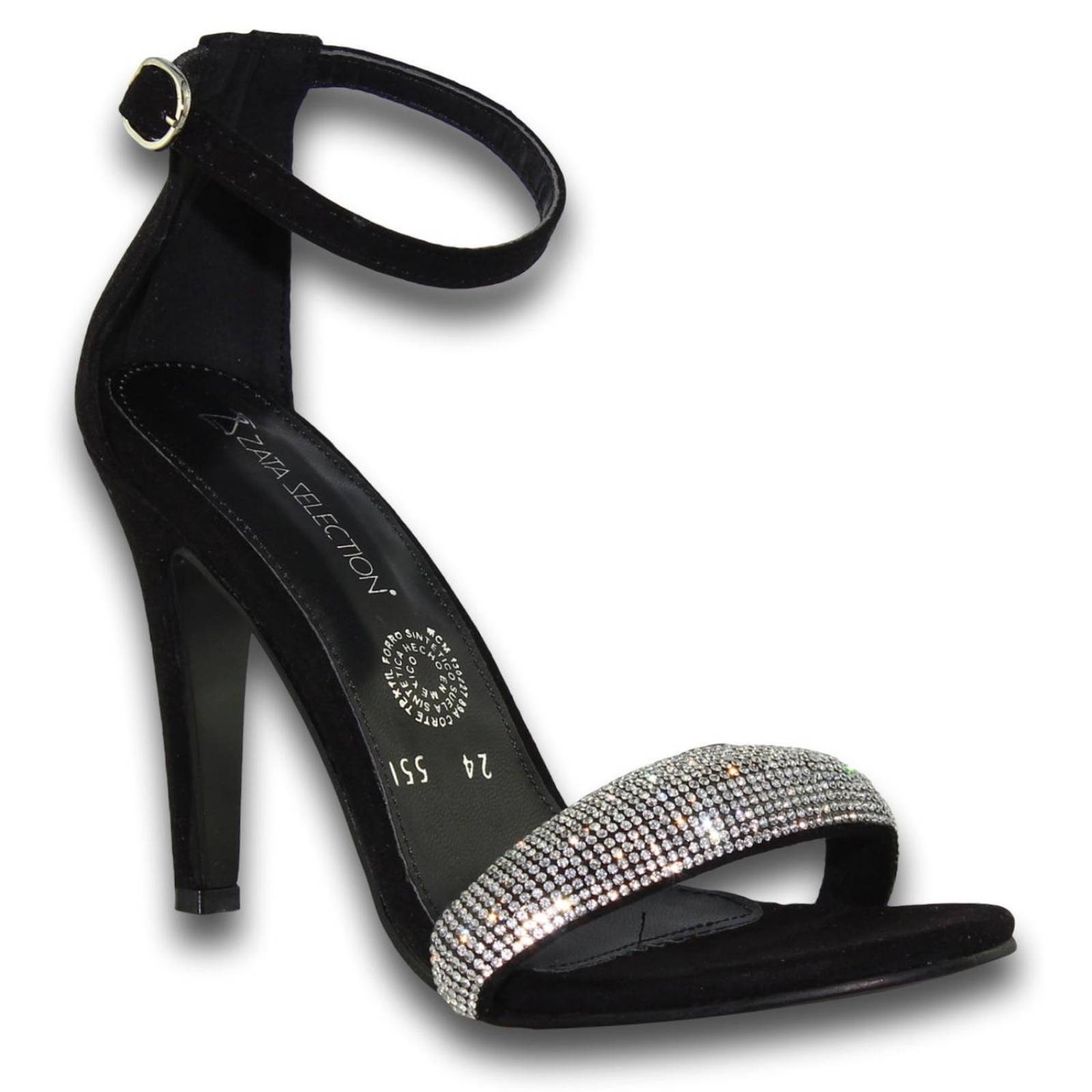 Zapatillas Para Mujer Con Brillos Estilo 0551Su5 Acabado Ante Color Negro