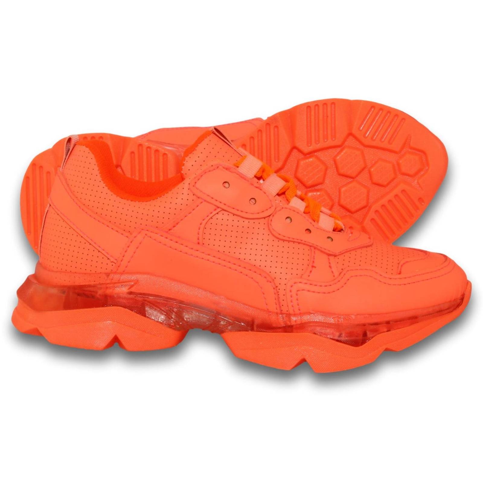 Tenis Para Mujer De Moda Estilo 2022Te5 Acabado Simipiel Color Naranja