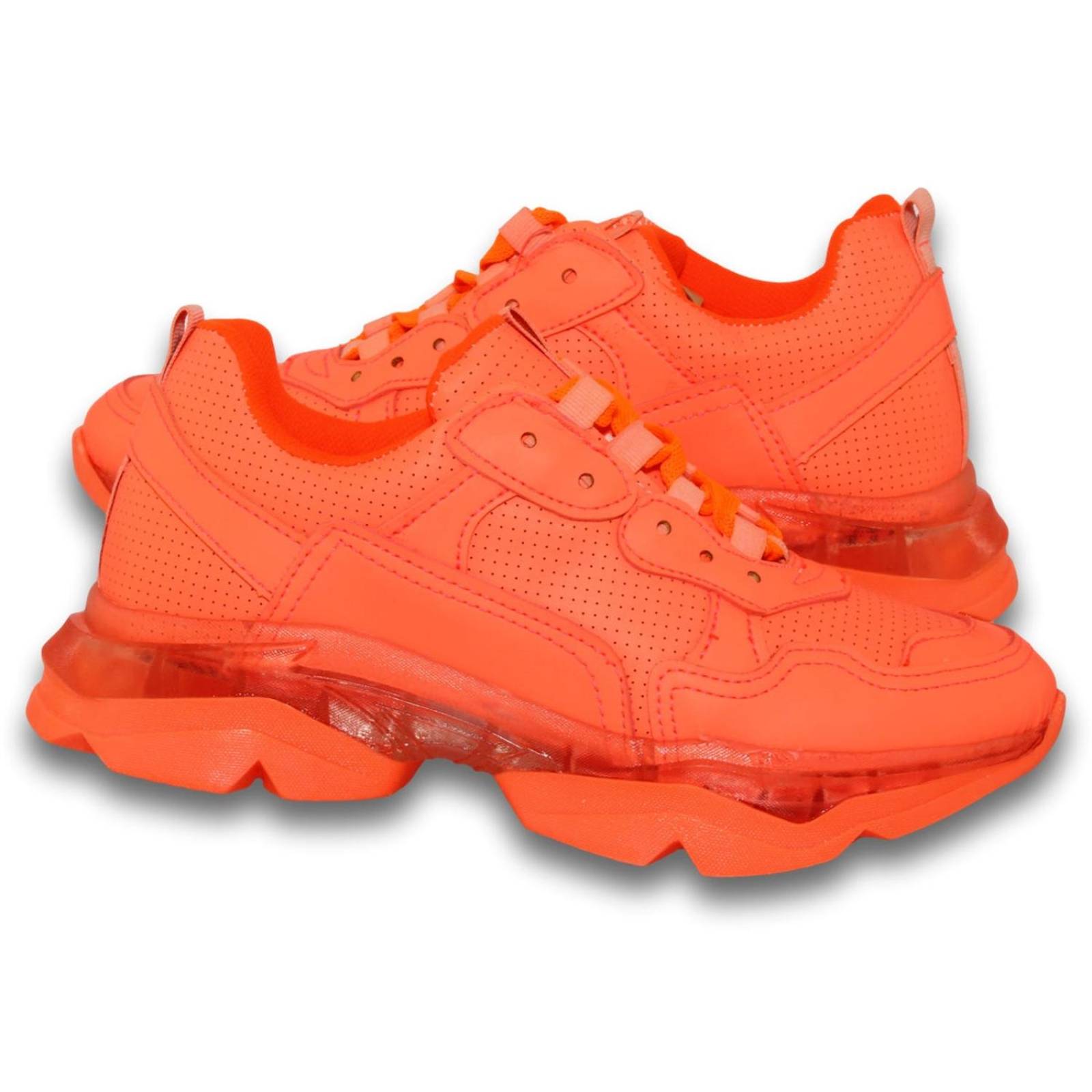 Tenis Para Mujer De Moda Estilo 2022Te5 Acabado Simipiel Color Naranja