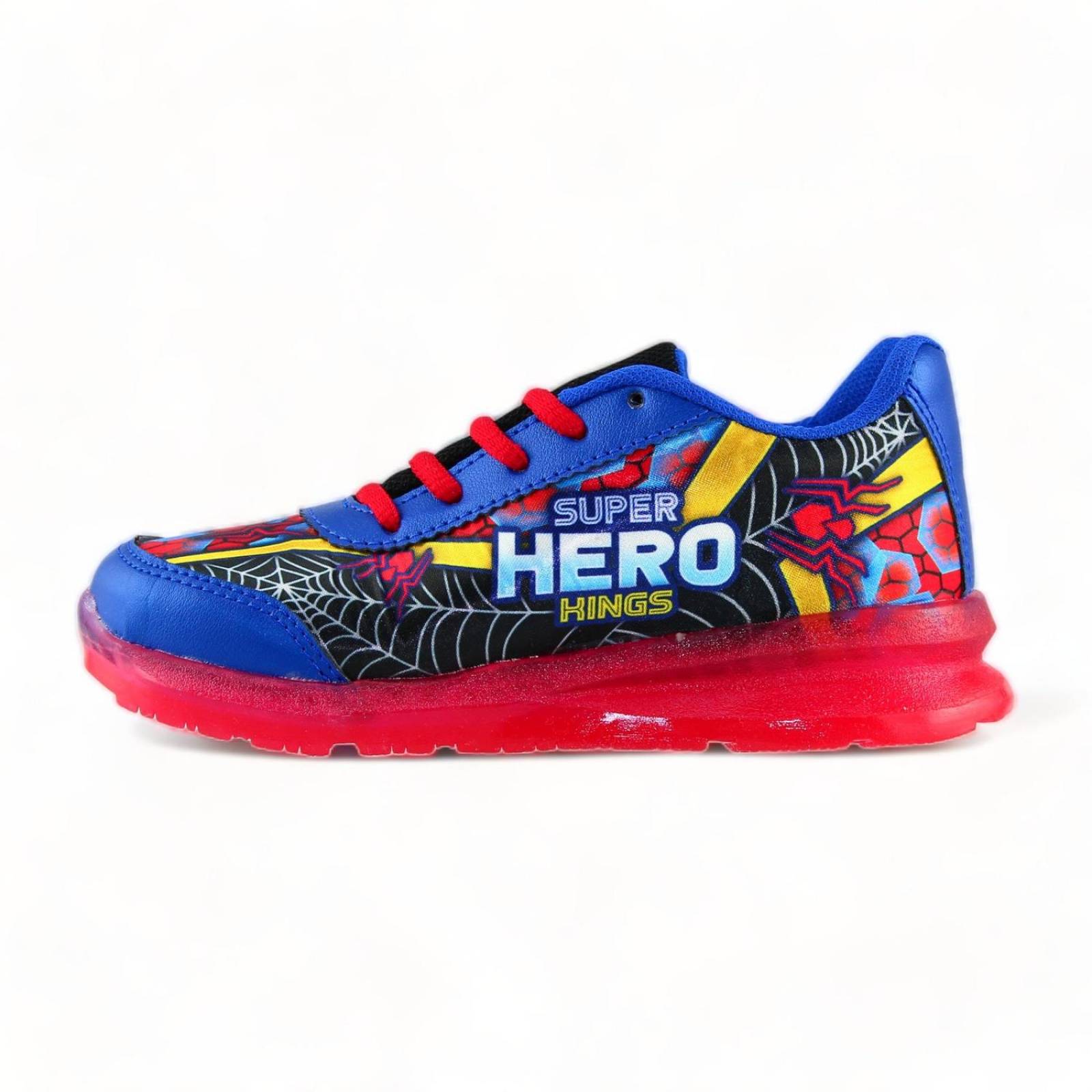 Tenis Super Hero Para Niño Estilo 0876Li21 Marca Little Kings Acabado Textil Color Azul Rey 