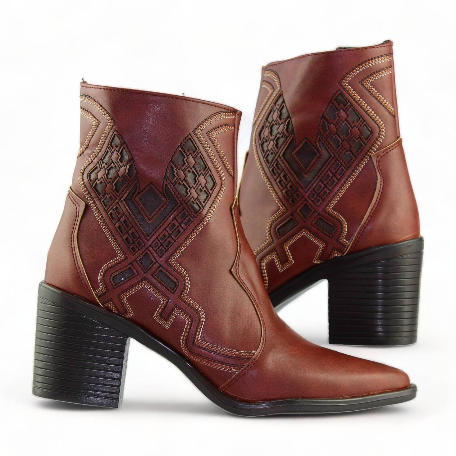 Botas Para Mujer Vaqueras Estilo 0500Pi5 Marca Piso Nueve Acabado España Color Cafe Café