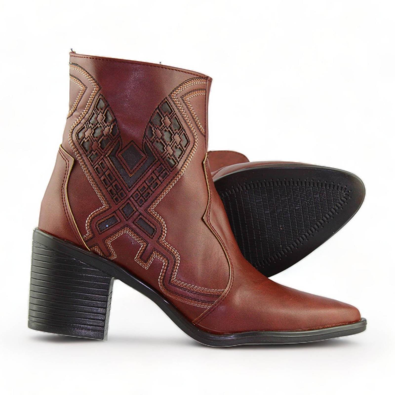 Botas Para Mujer Vaqueras Estilo 0500Pi5 Marca Piso Nueve Acabado España Color Cafe Café