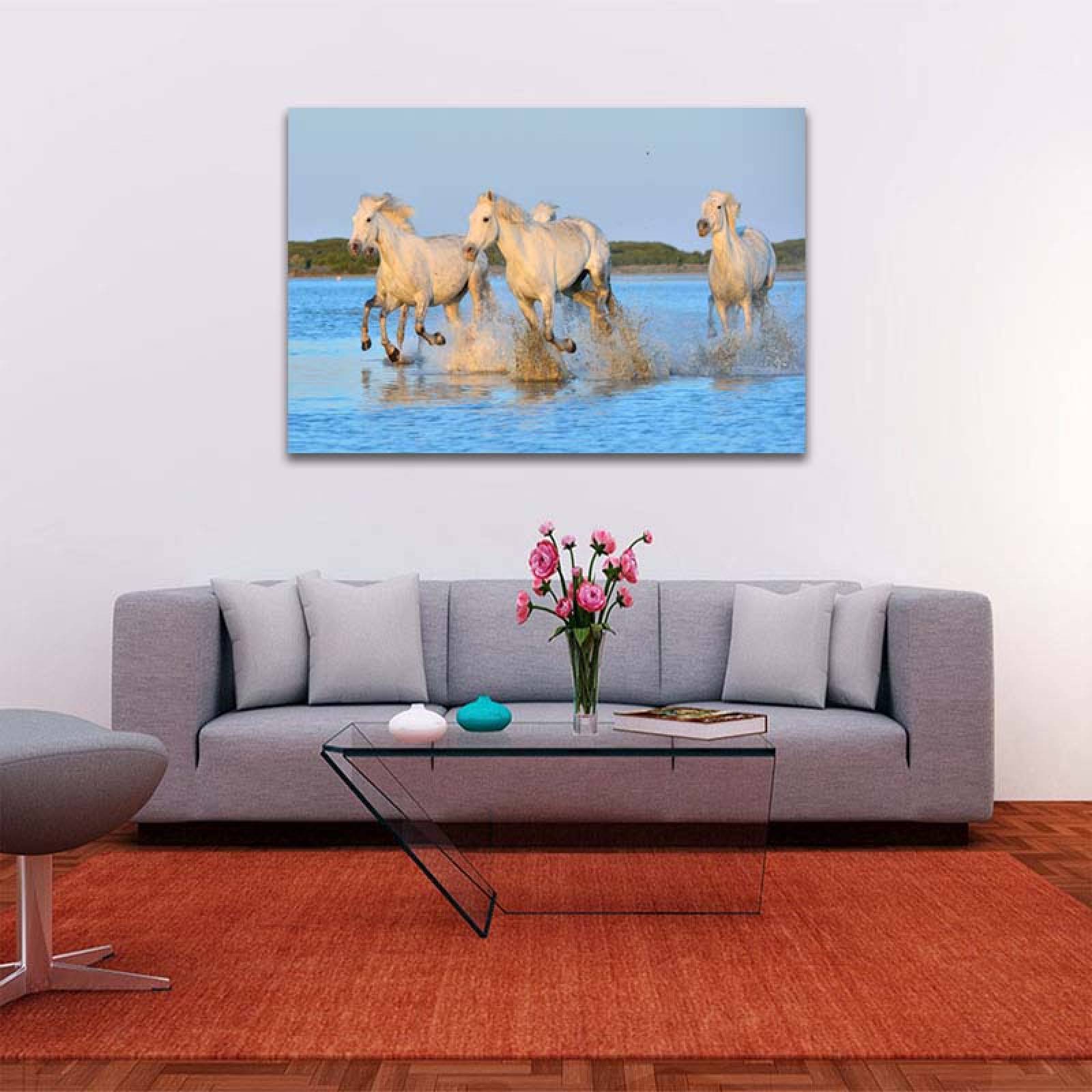 Cuadro Decorativo Caballo Blanco galopando en la playa #08