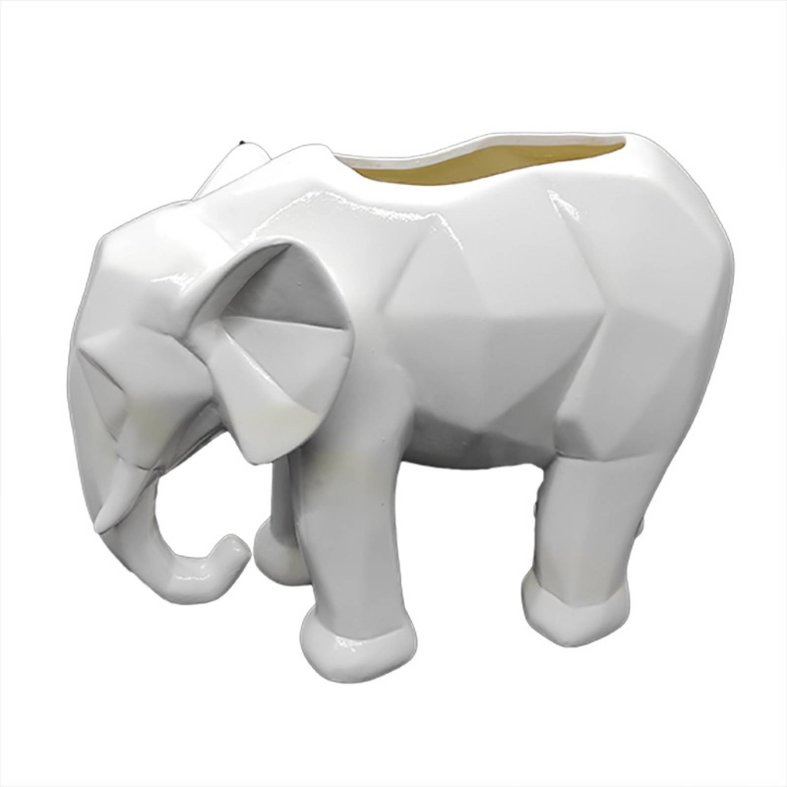 Maceta de Cerámica en Forma de Elefante Geométrico Blanco