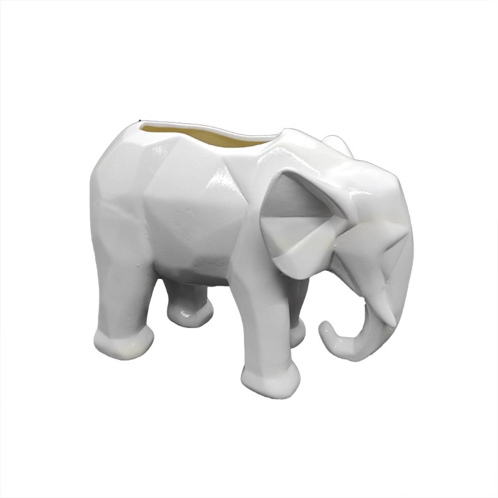 Maceta de Cerámica en Forma de Elefante Geométrico Blanco