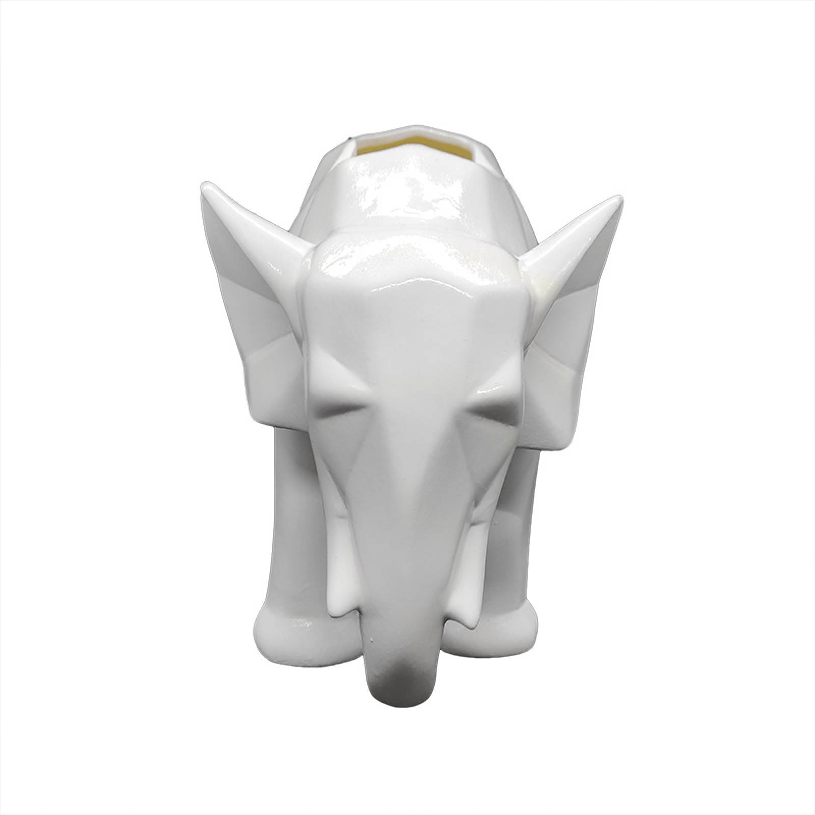 Maceta de Cerámica en Forma de Elefante Geométrico Blanco