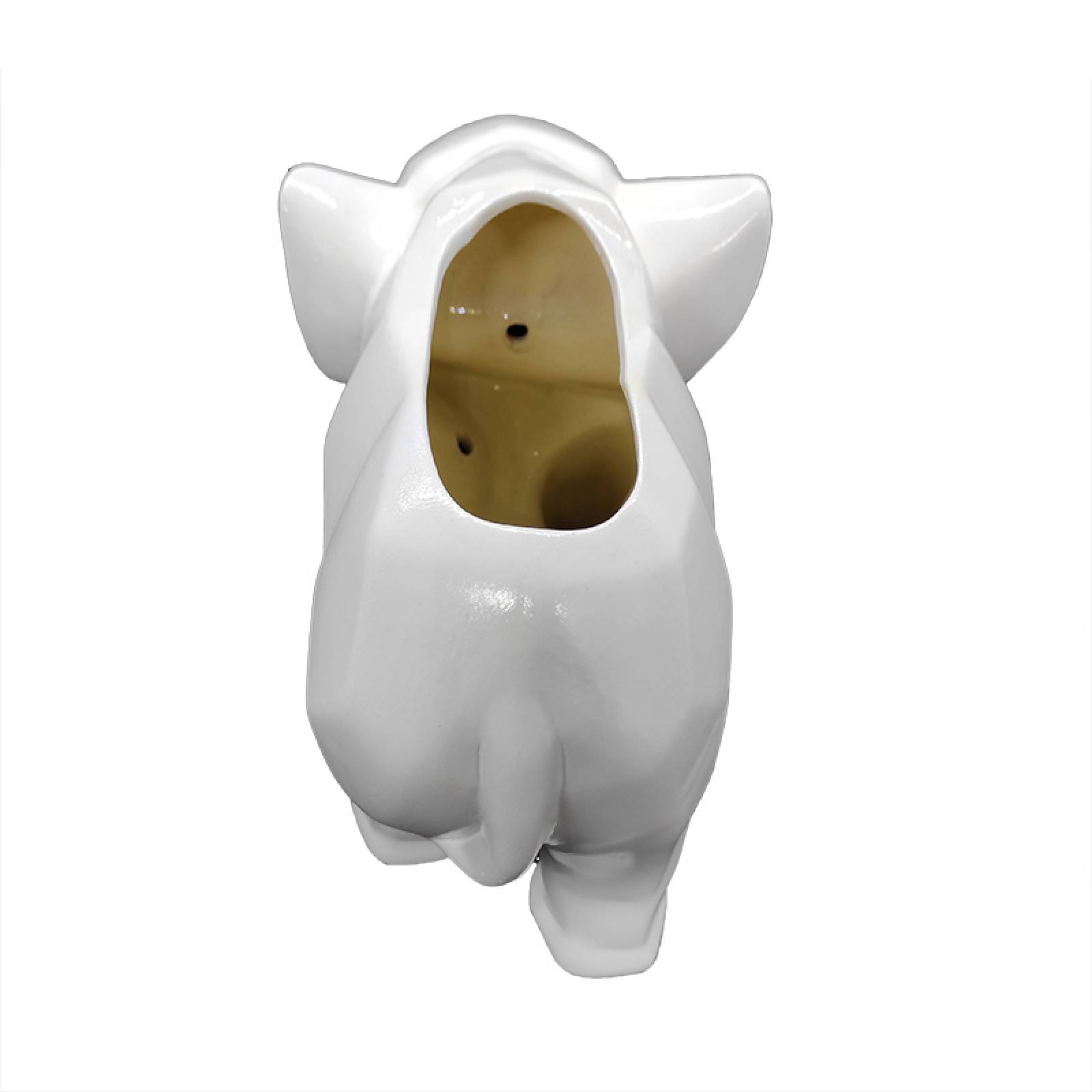 Maceta de Cerámica en Forma de Elefante Geométrico Blanco