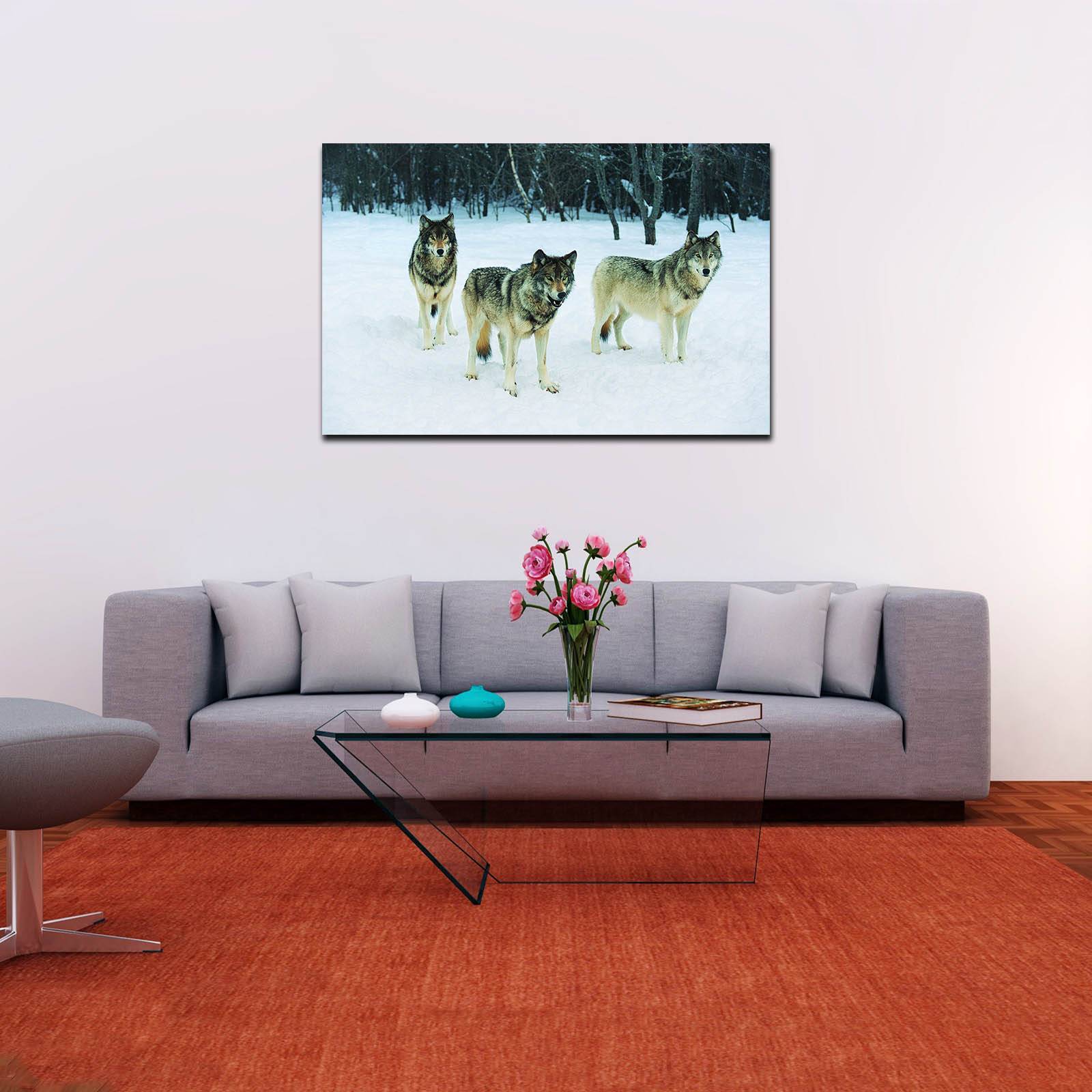 Cuadro Decorativo Canvas Paisaje de Lobos de 90 X 60 cm