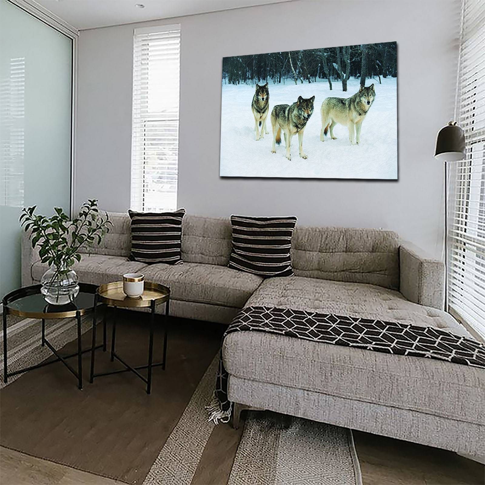 Cuadro Decorativo Canvas Paisaje de Lobos de 90 X 60 cm