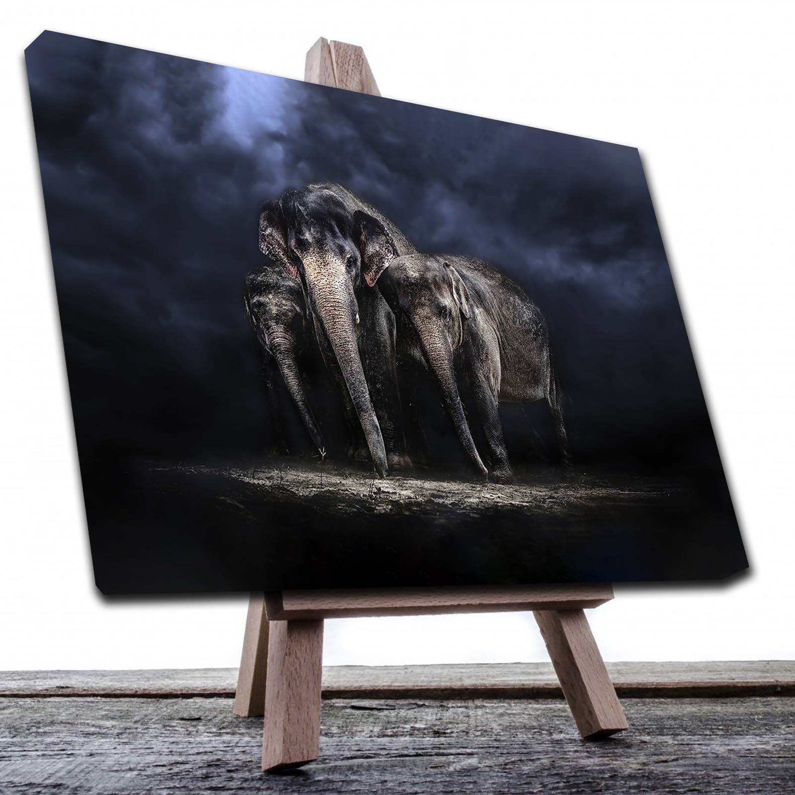 Cuadro Decorativo Canvas Paisaje de elefantes místicos 60 x 40 cm