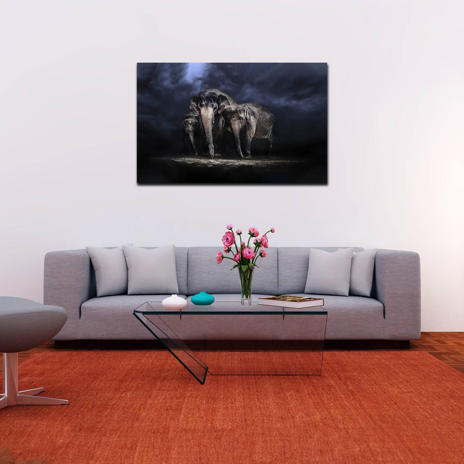 Cuadro Decorativo Canvas Paisaje de elefantes místicos 60 x 40 cm