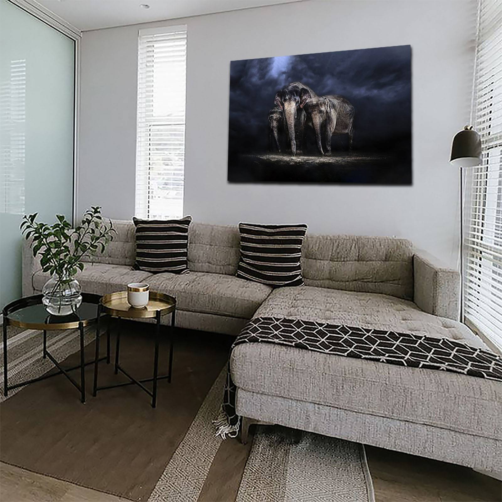 Cuadro Decorativo Canvas Paisaje de elefantes místicos 60 x 40 cm