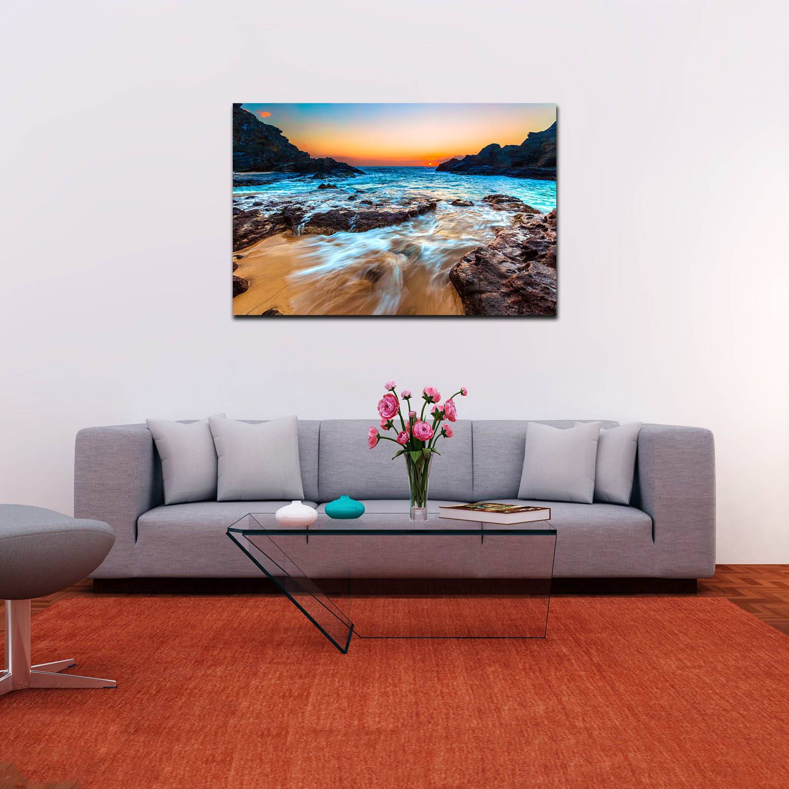 Cuadro Decorativo Canvas Paisaje del Atardecer desde la orilla del mar 90 X 60 cm