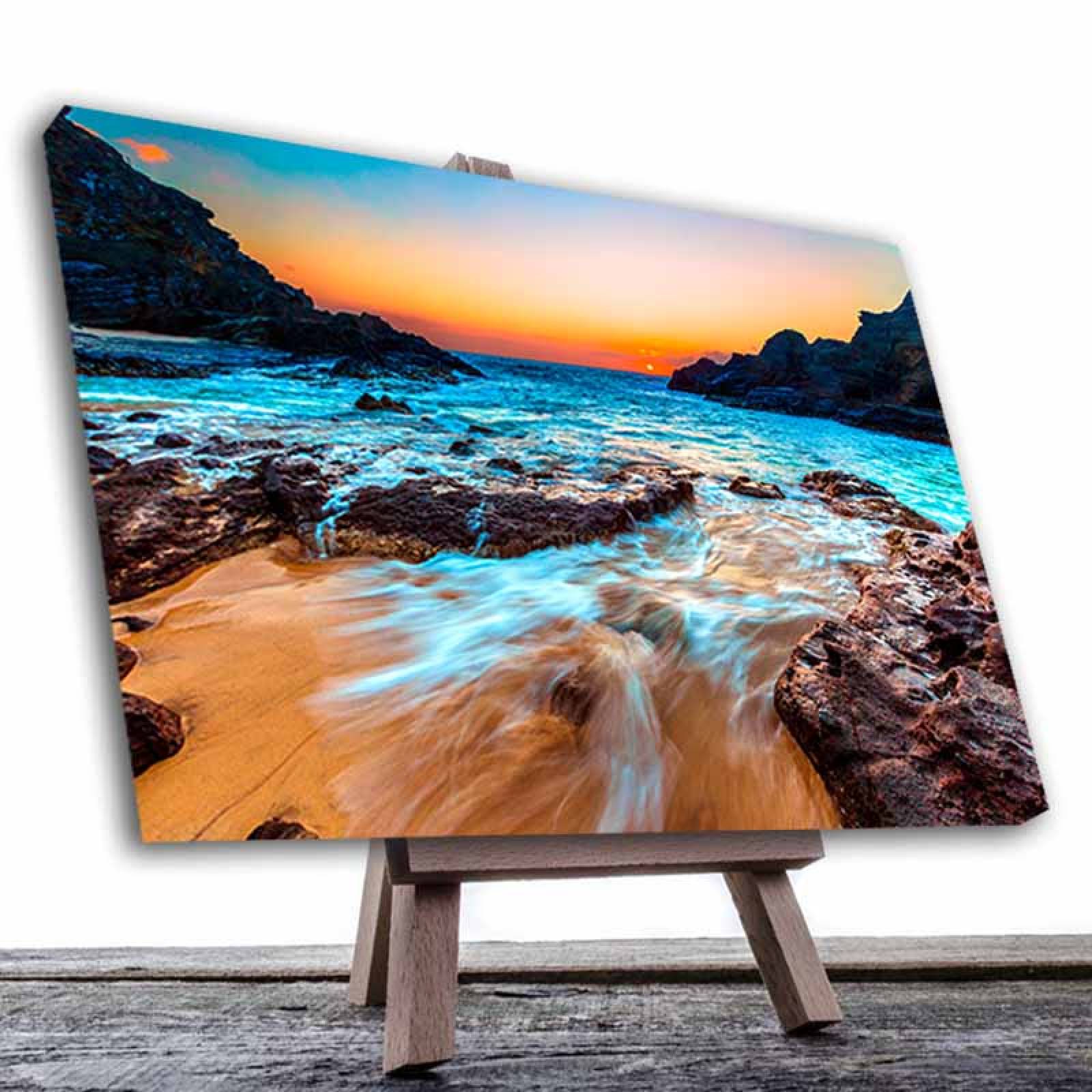 Cuadro Decorativo Canvas Paisaje del Atardecer desde la orilla del mar 135 X 90 cm.