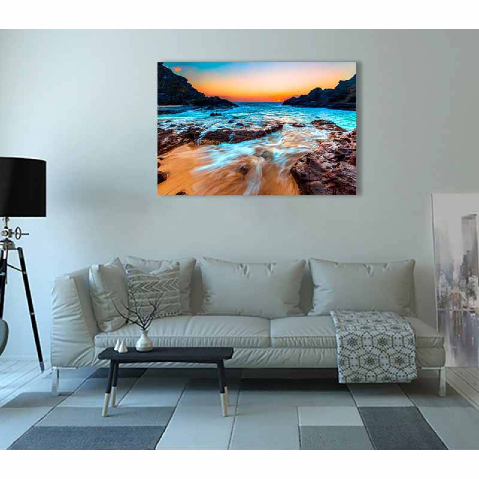 Cuadro Decorativo Canvas Paisaje del Atardecer desde la orilla del mar 135 X 90 cm.